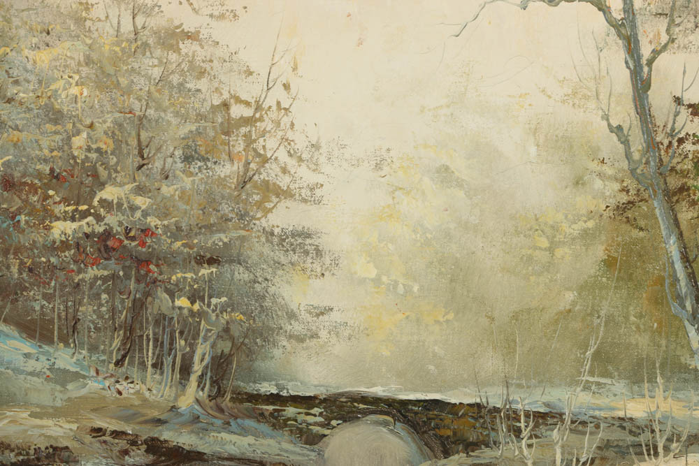 Samuel Roöst Oil Painting on Canvas of a Winter Landscape