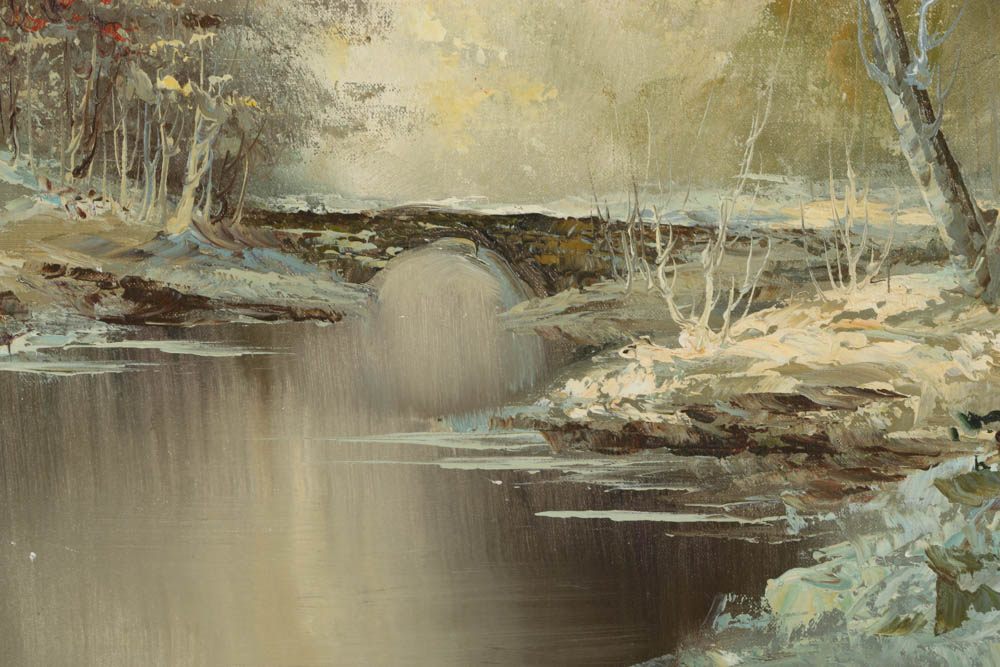 Samuel Roöst Oil Painting on Canvas of a Winter Landscape