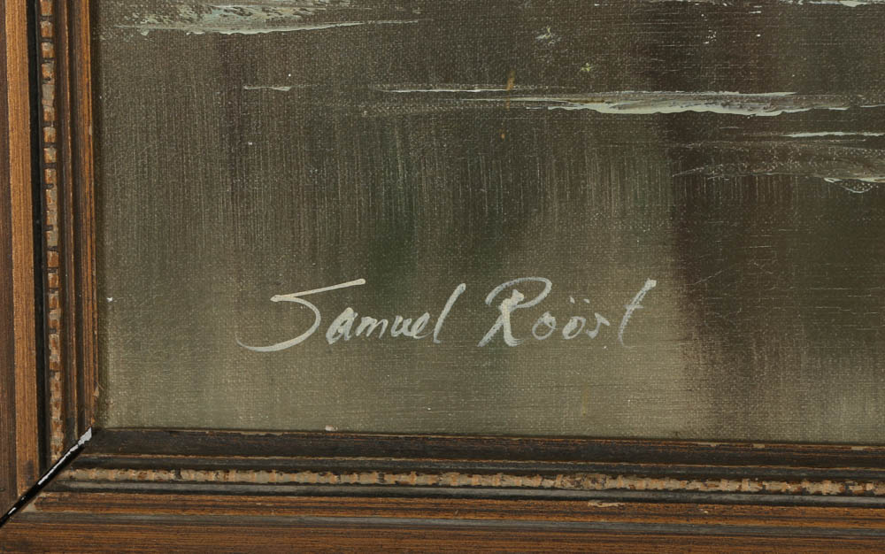 Samuel Roöst Oil Painting on Canvas of a Winter Landscape