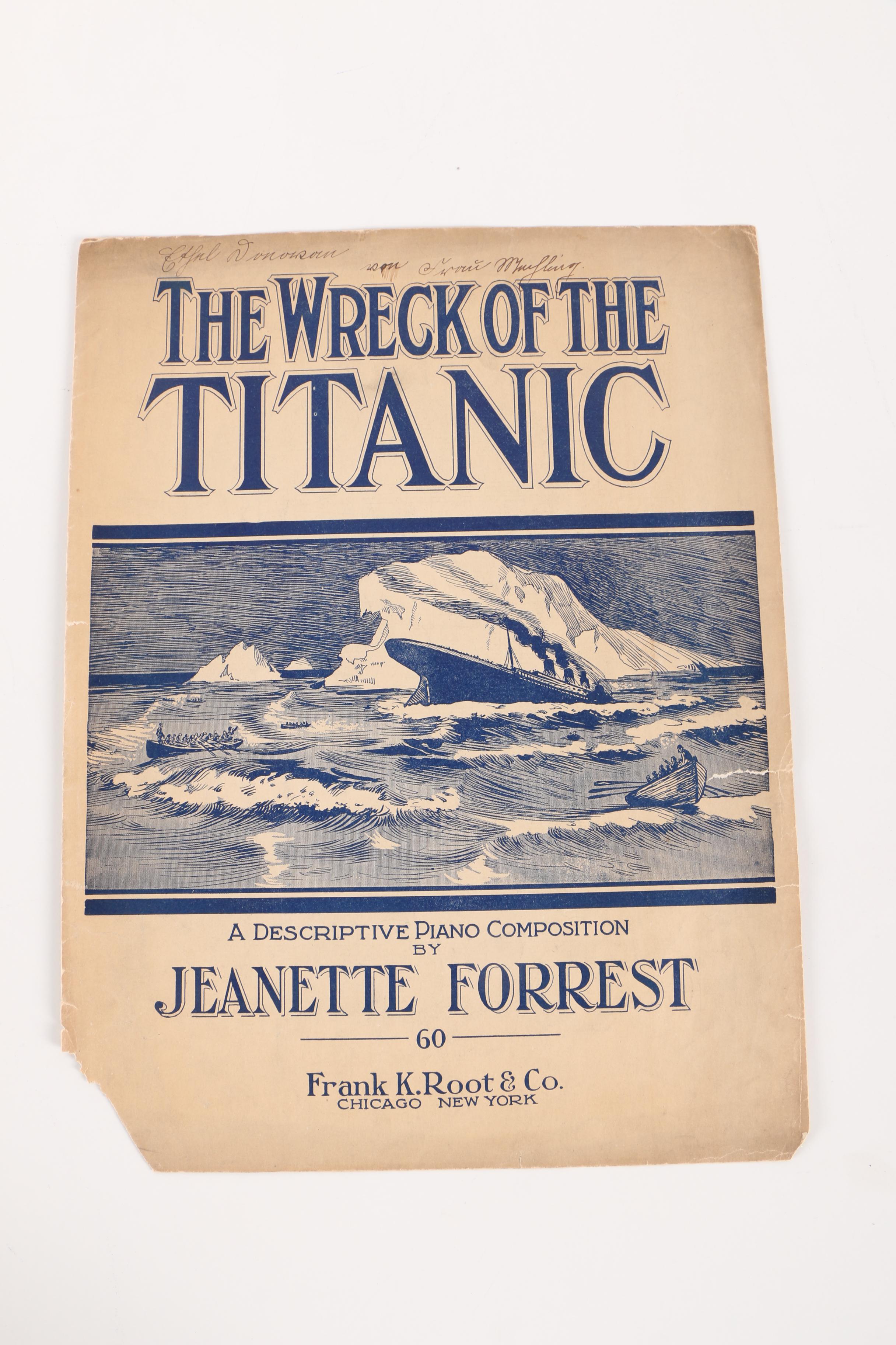 Vintage Sheet Music "The Wreck of the Titanic" by Jeanette Forrest