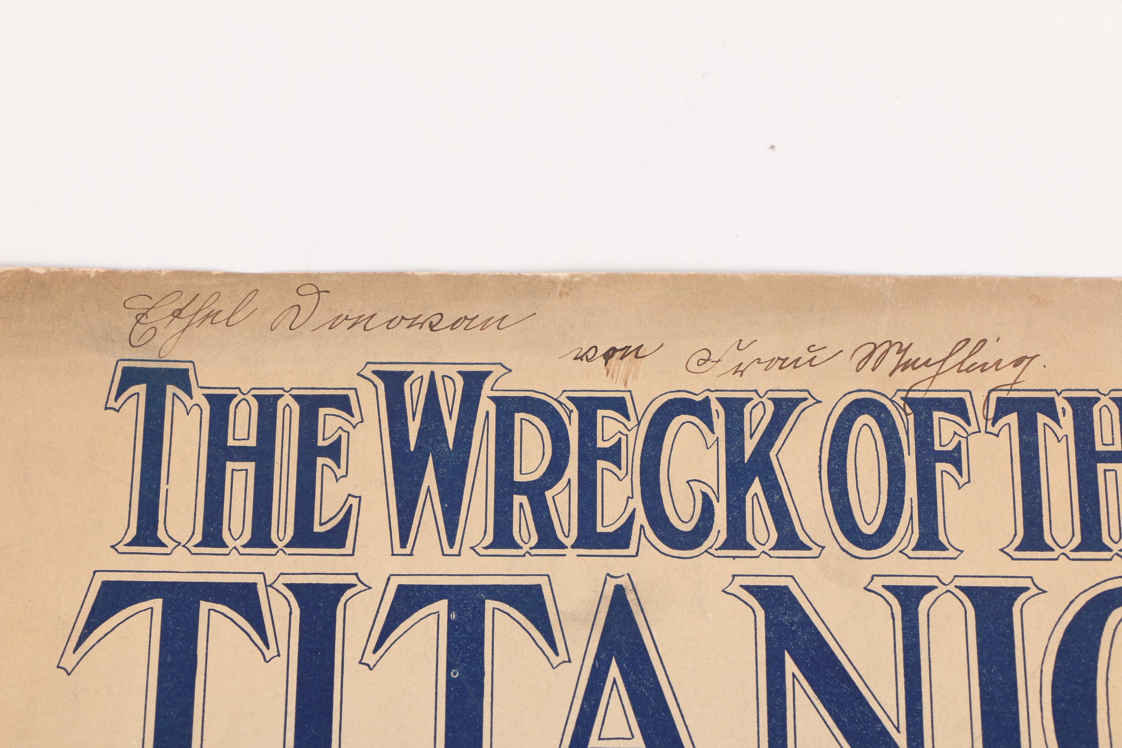 Vintage Sheet Music "The Wreck of the Titanic" by Jeanette Forrest
