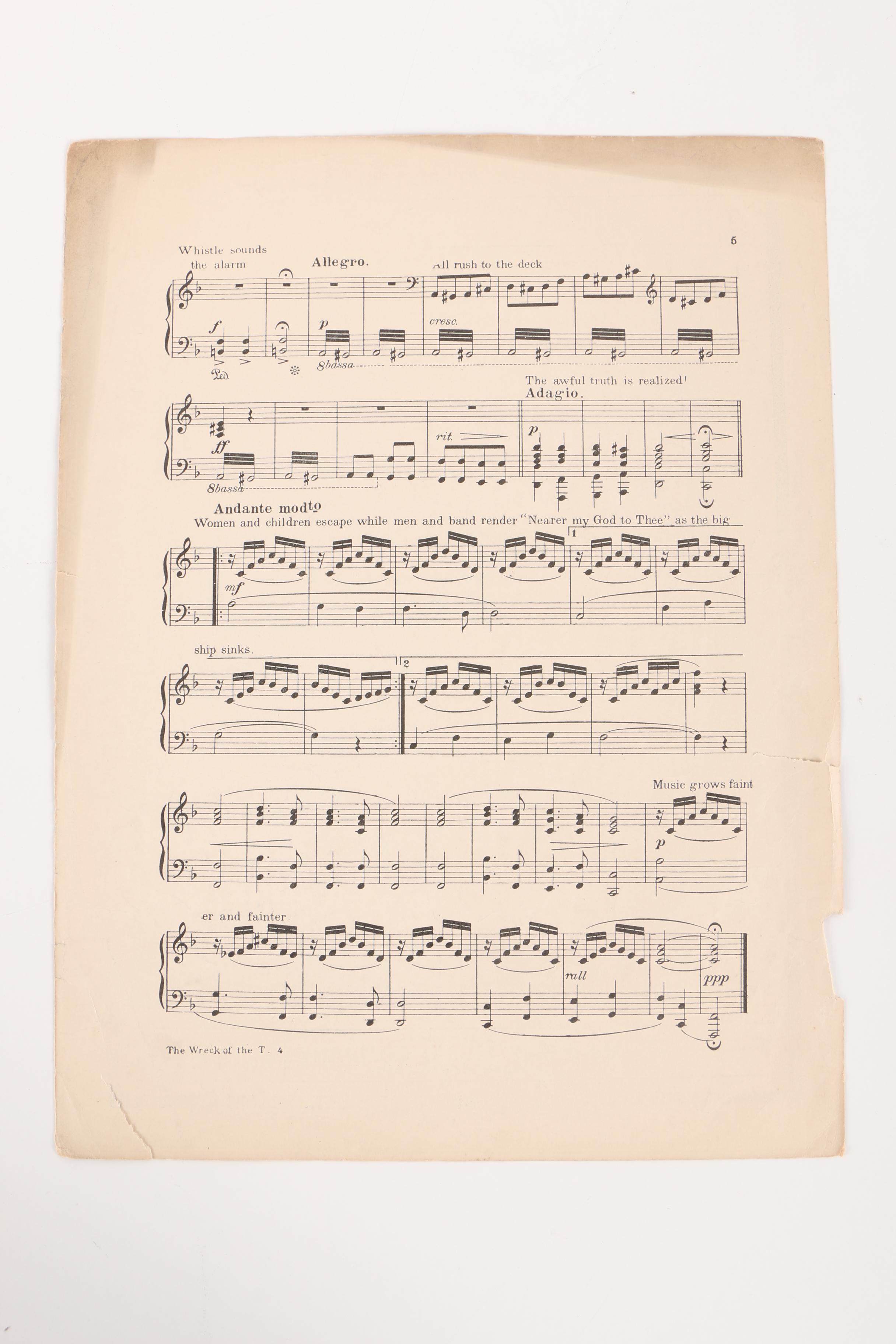 Vintage Sheet Music "The Wreck of the Titanic" by Jeanette Forrest