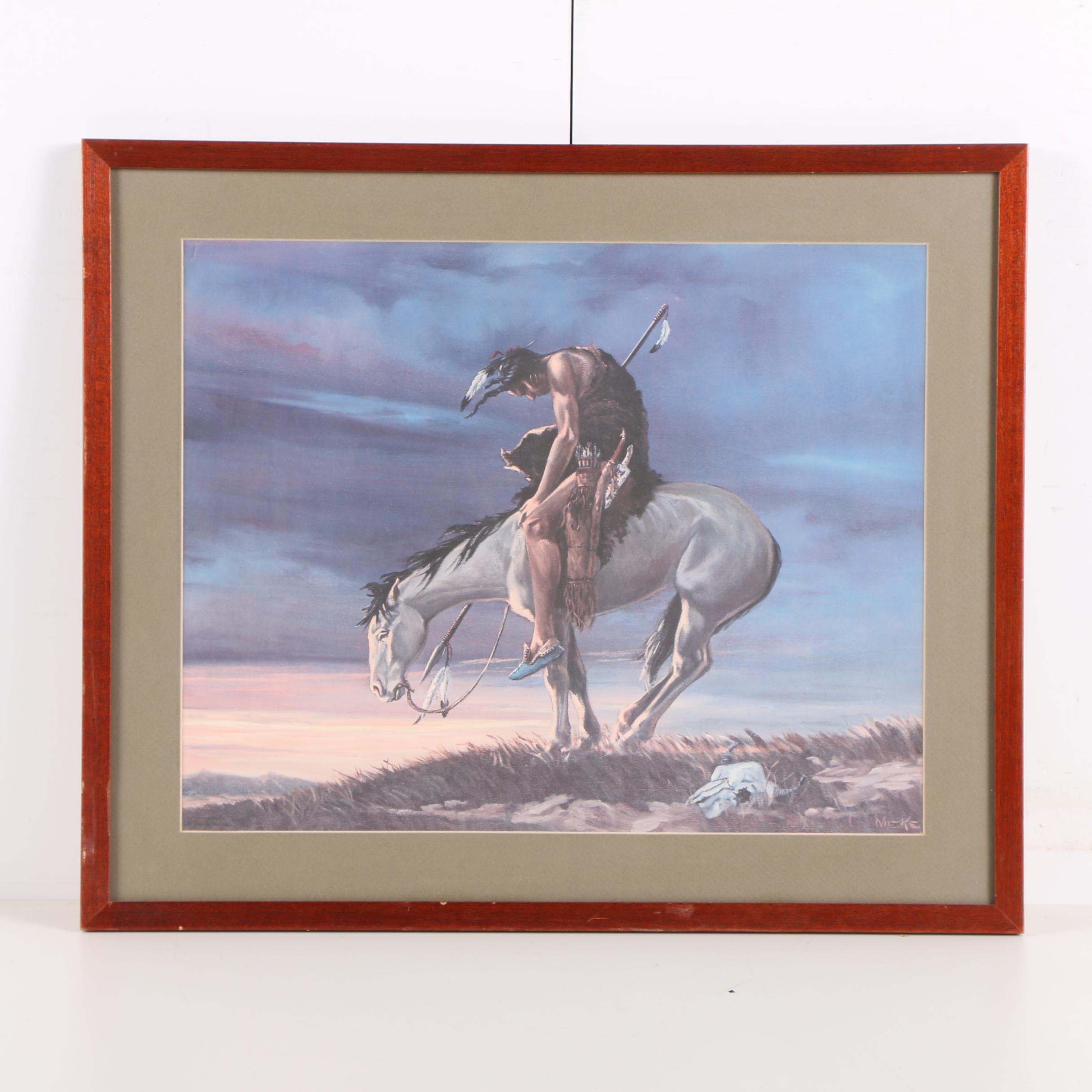 Offset Lithograph after Michael J. Meketi "End of the Trail"