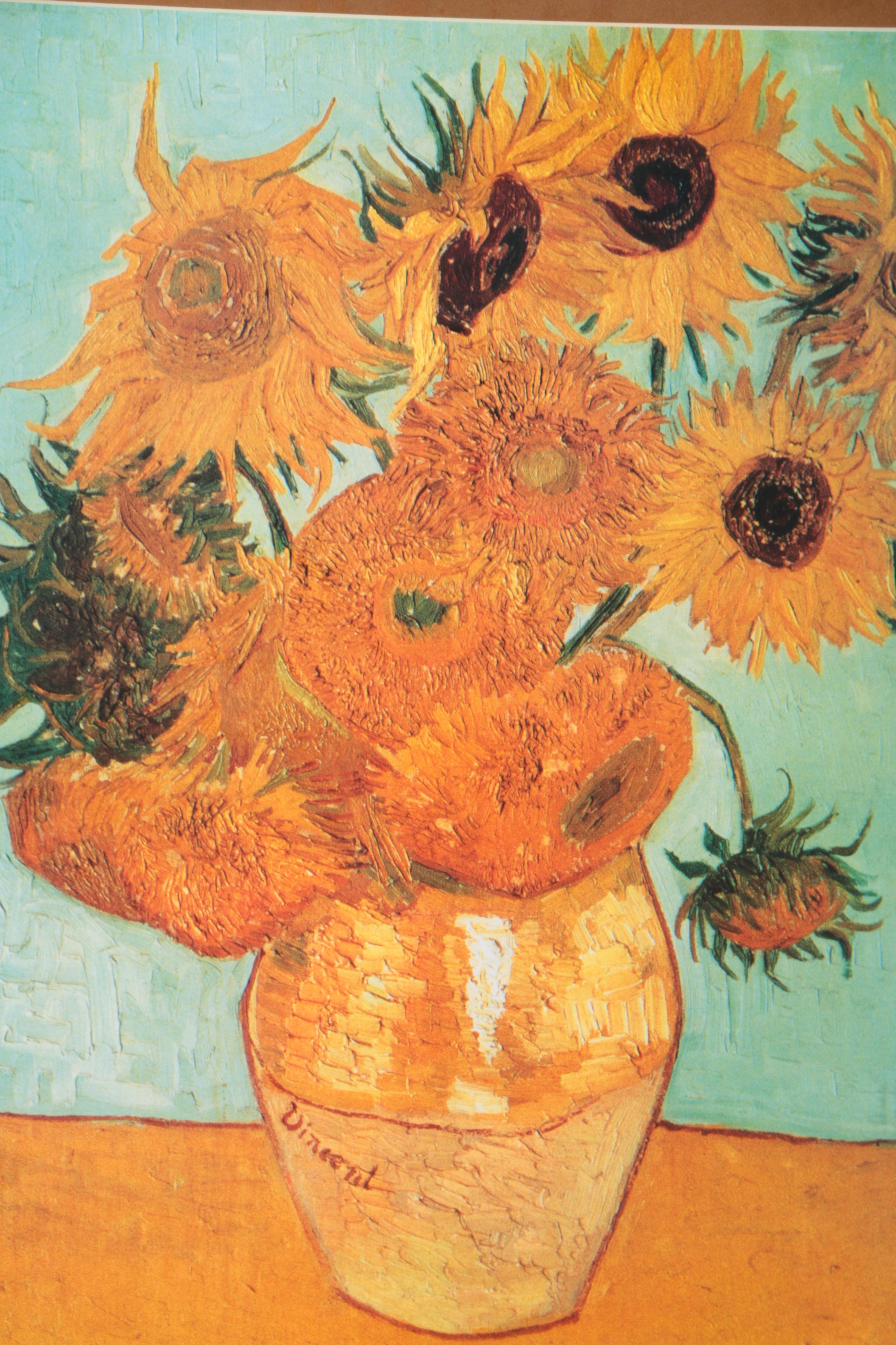 Offset Lithograph on Paper After Vincent Van Gogh "Vase with Twelve Sunflowers"