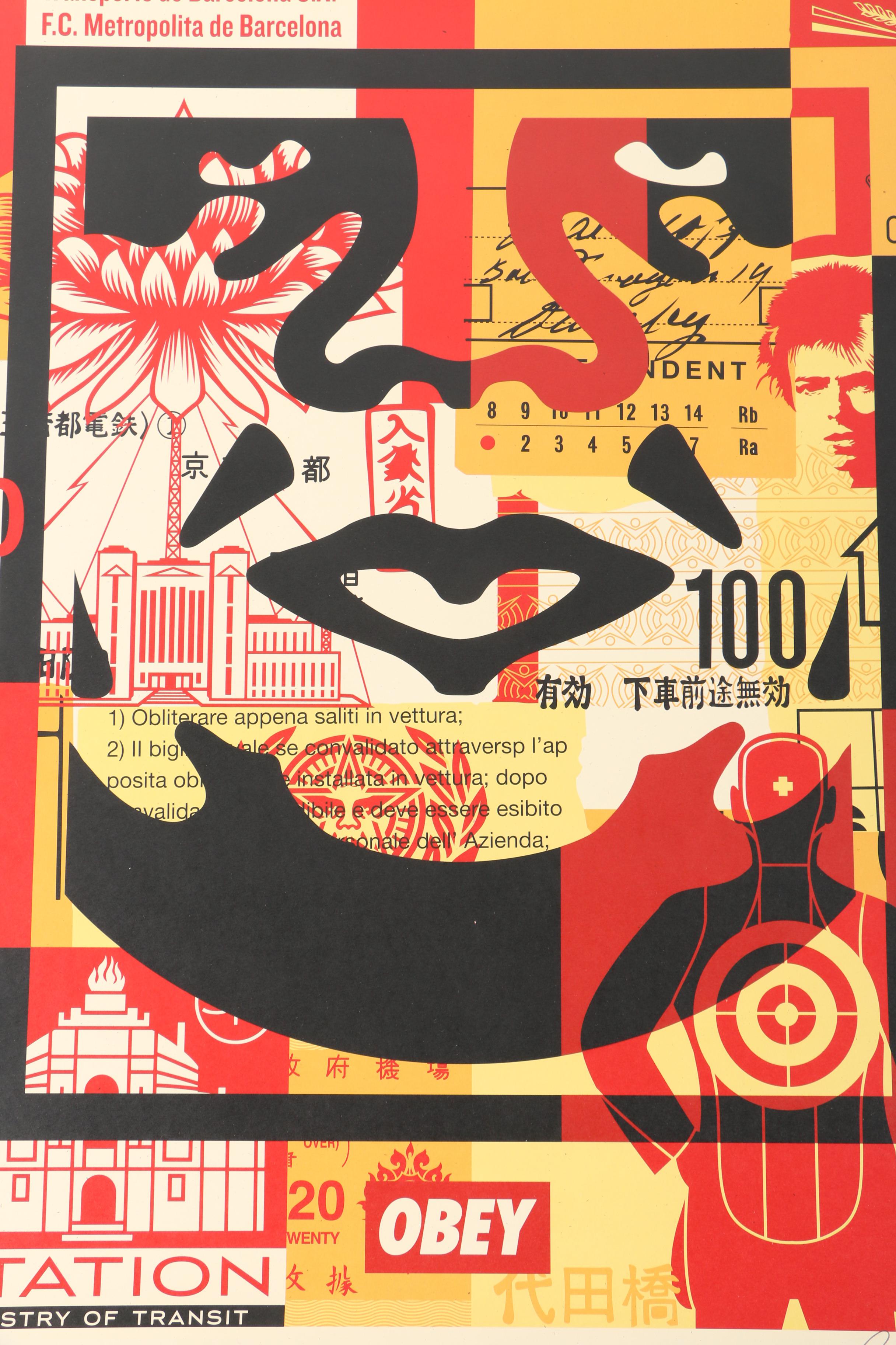 Shepard Fairey Offset Print on Paper "Obey 3-Face Collage"