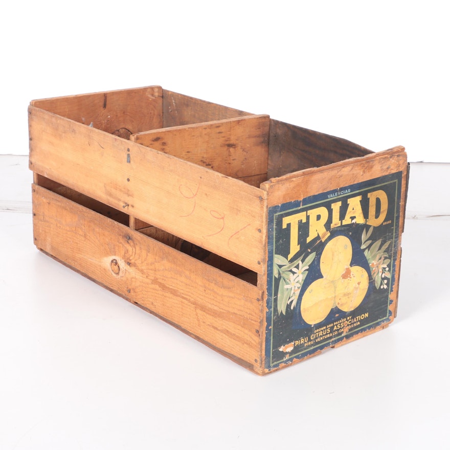 Vintage Wooden Triad Orange Crate