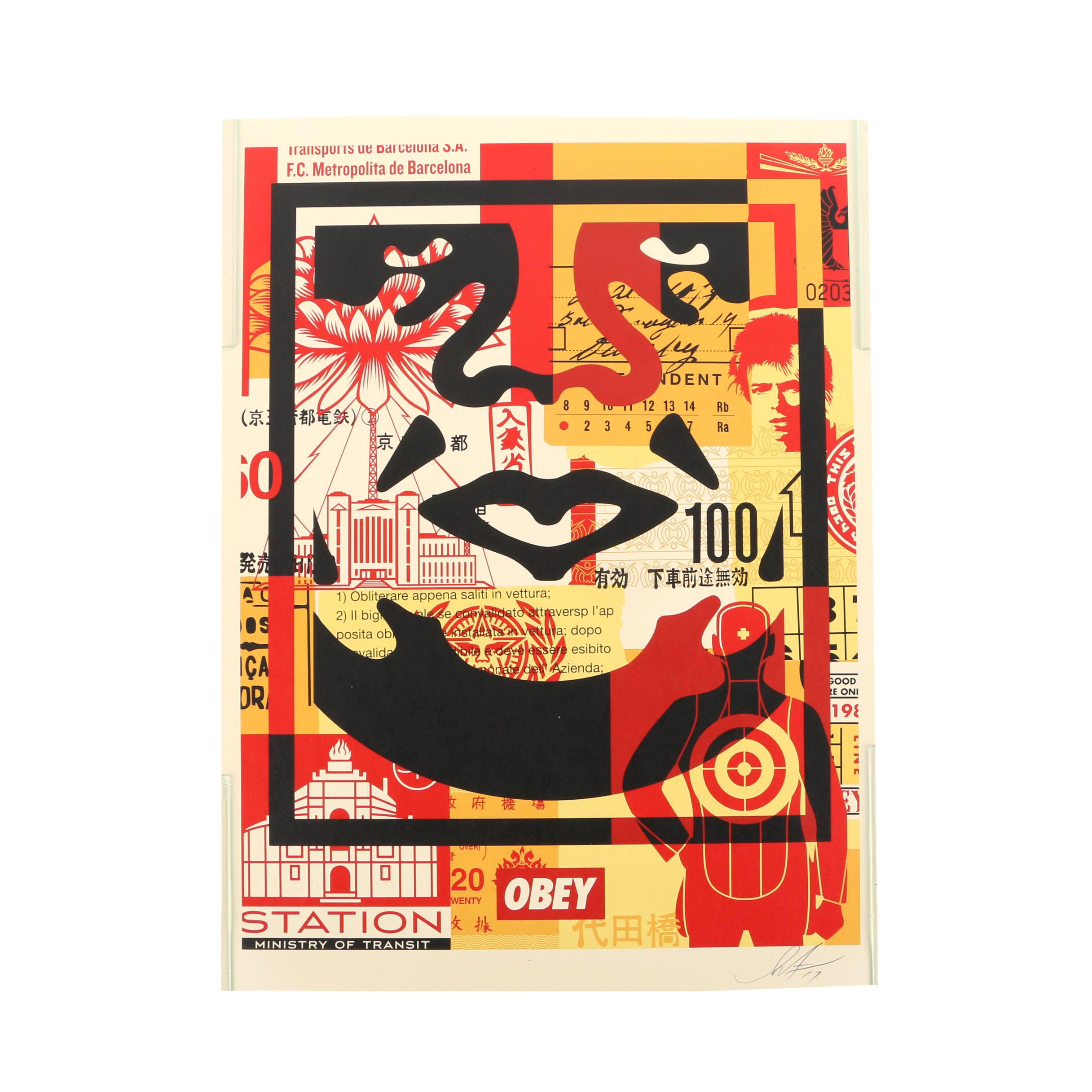 Shepard Fairey Offset Print on Paper "Obey 3-Face Collage"