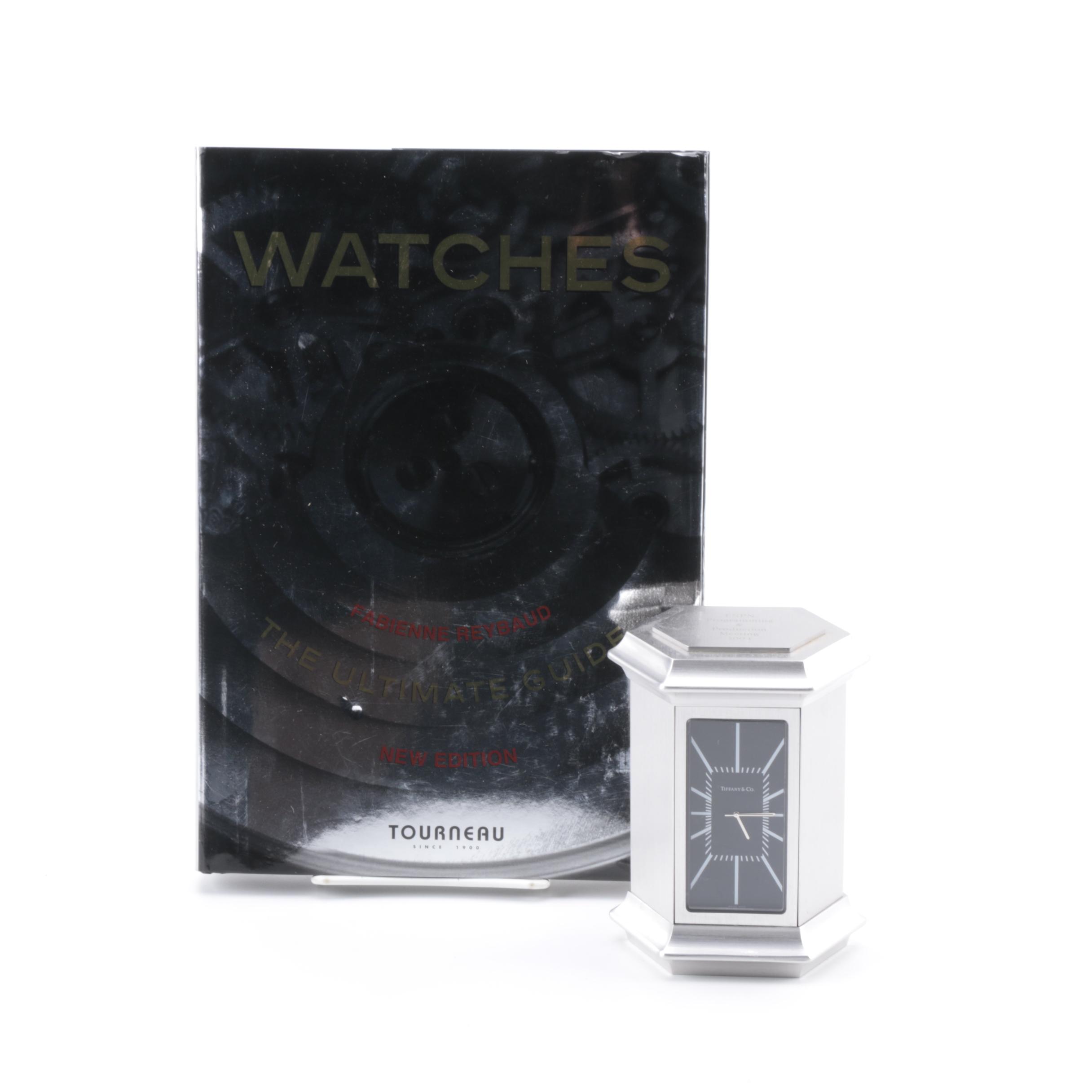 Tiffany & Co. Desk Clock and "Watches: The Ultimate Guide" by Fabienne Reybaud