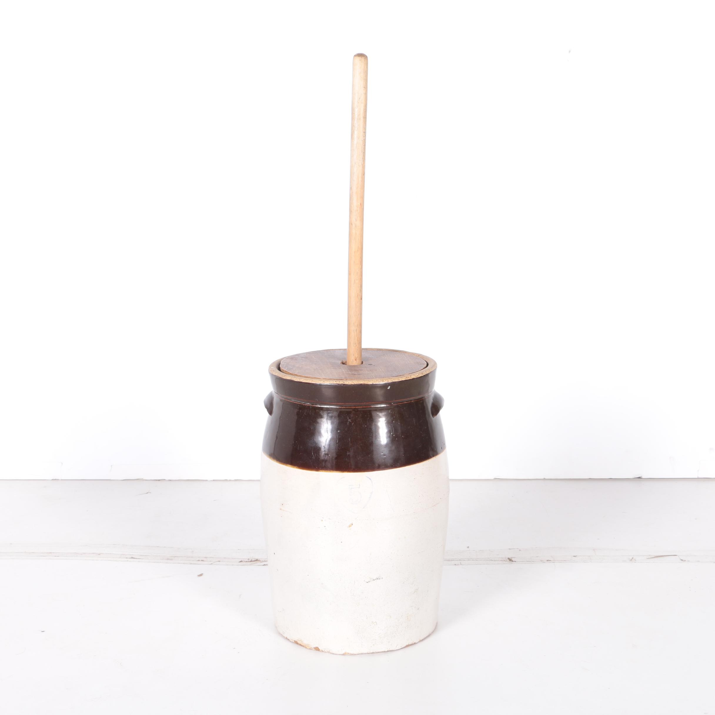 Vintage Stoneware Butter Churn
