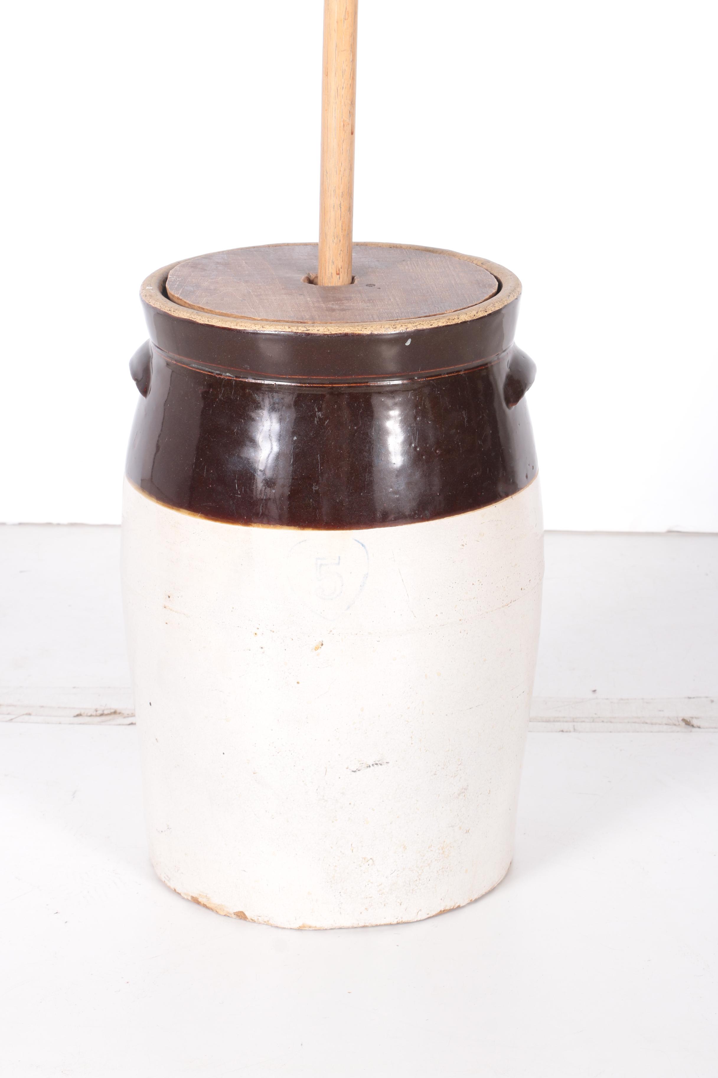 Vintage Stoneware Butter Churn