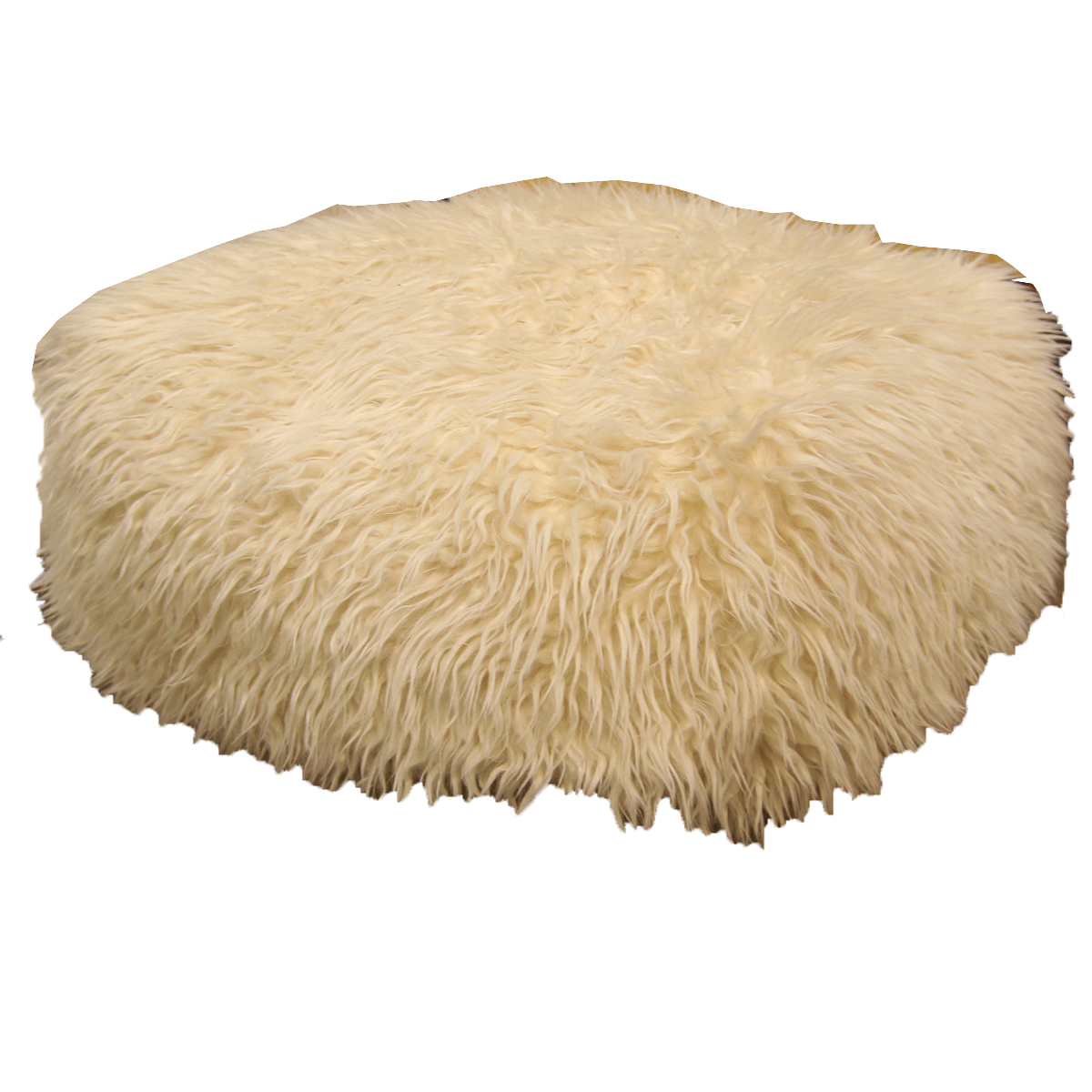 Off-White Faux Fur Pouf