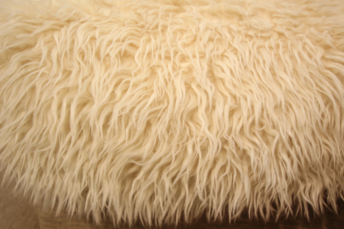 Off-White Faux Fur Pouf