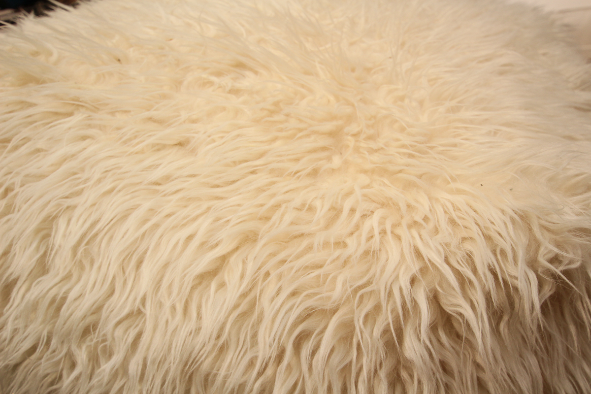 Off-White Faux Fur Pouf