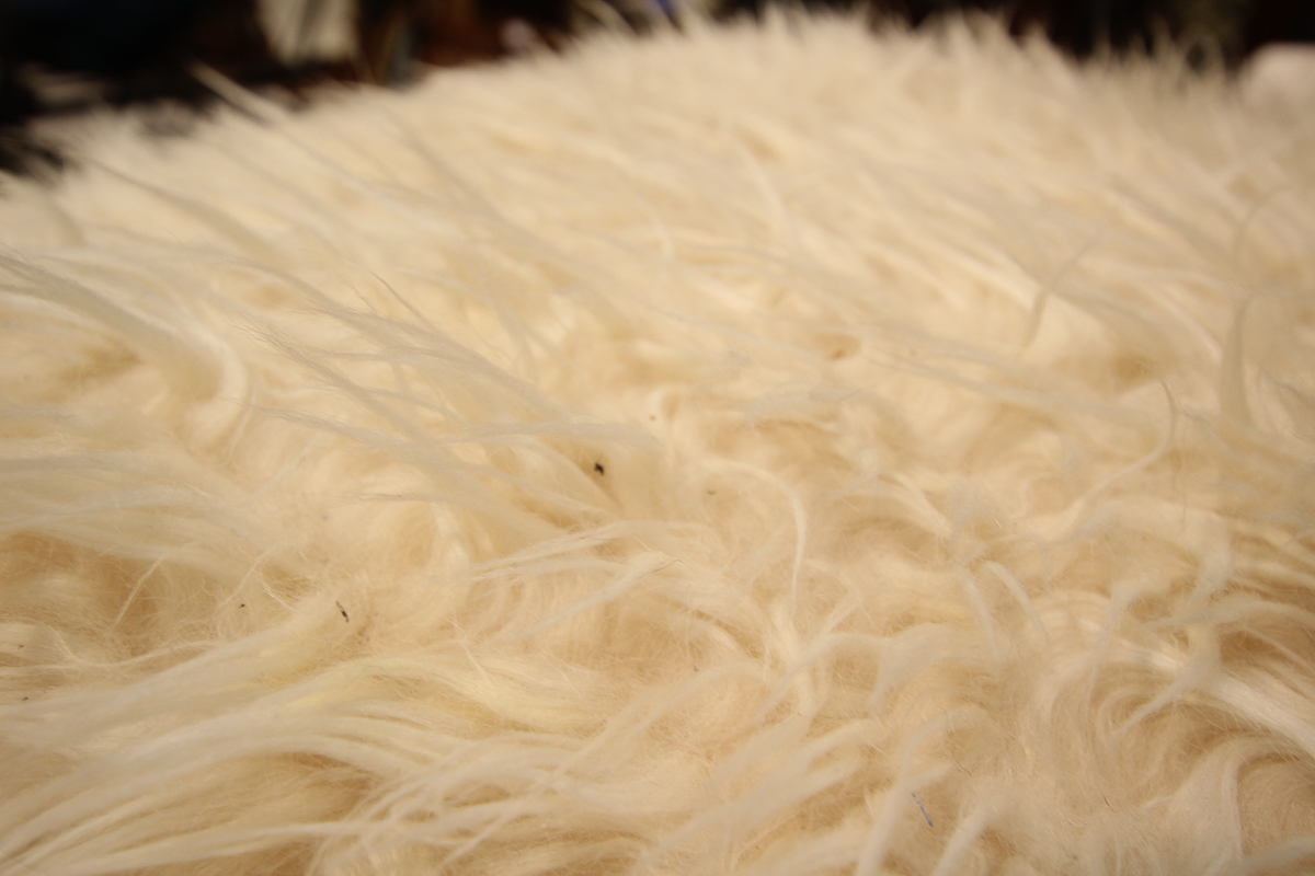 Off-White Faux Fur Pouf