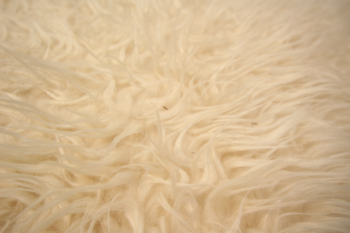 Off-White Faux Fur Pouf