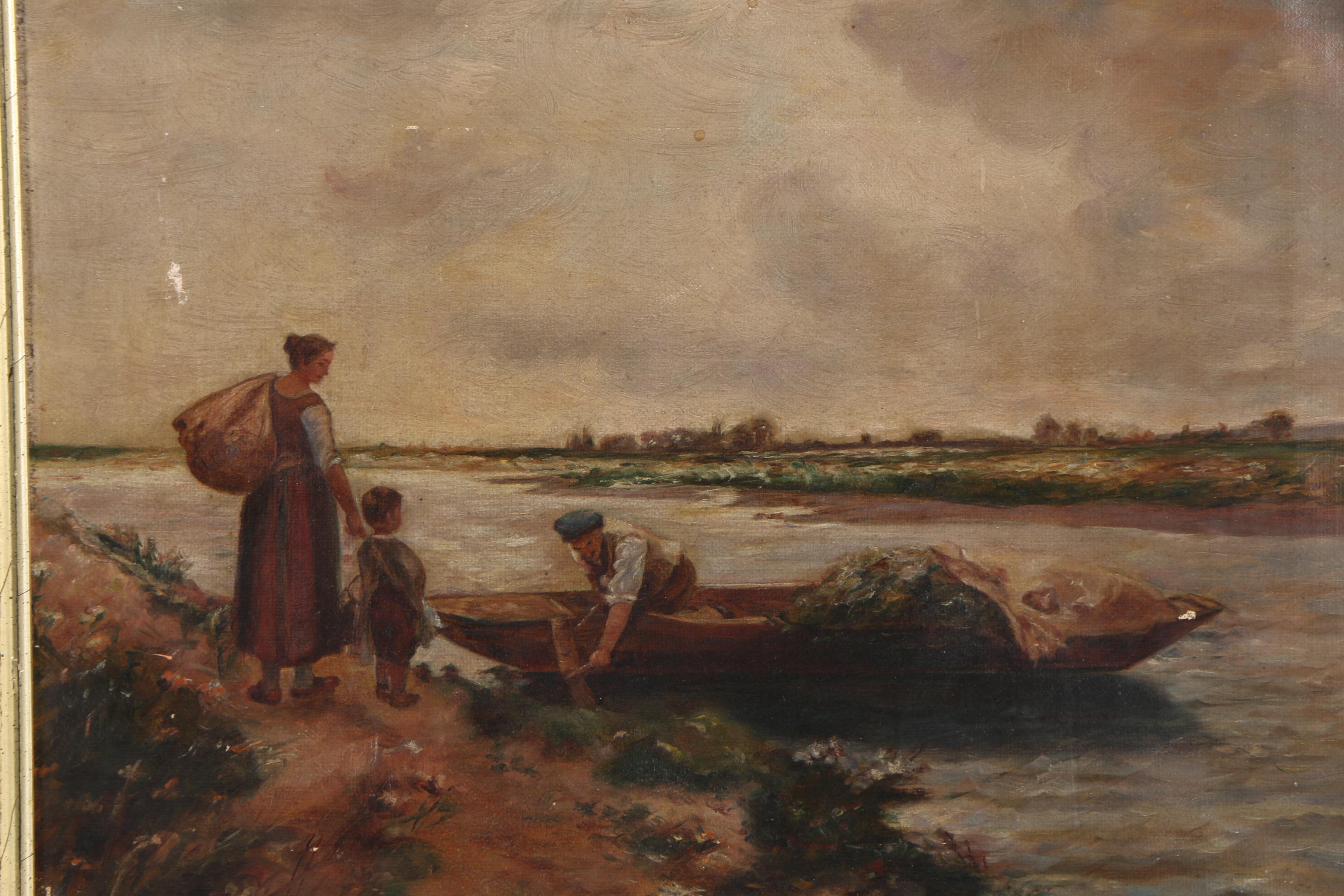 Ella G. Reynolds Oil Painting on Canvas "The Ferryman"