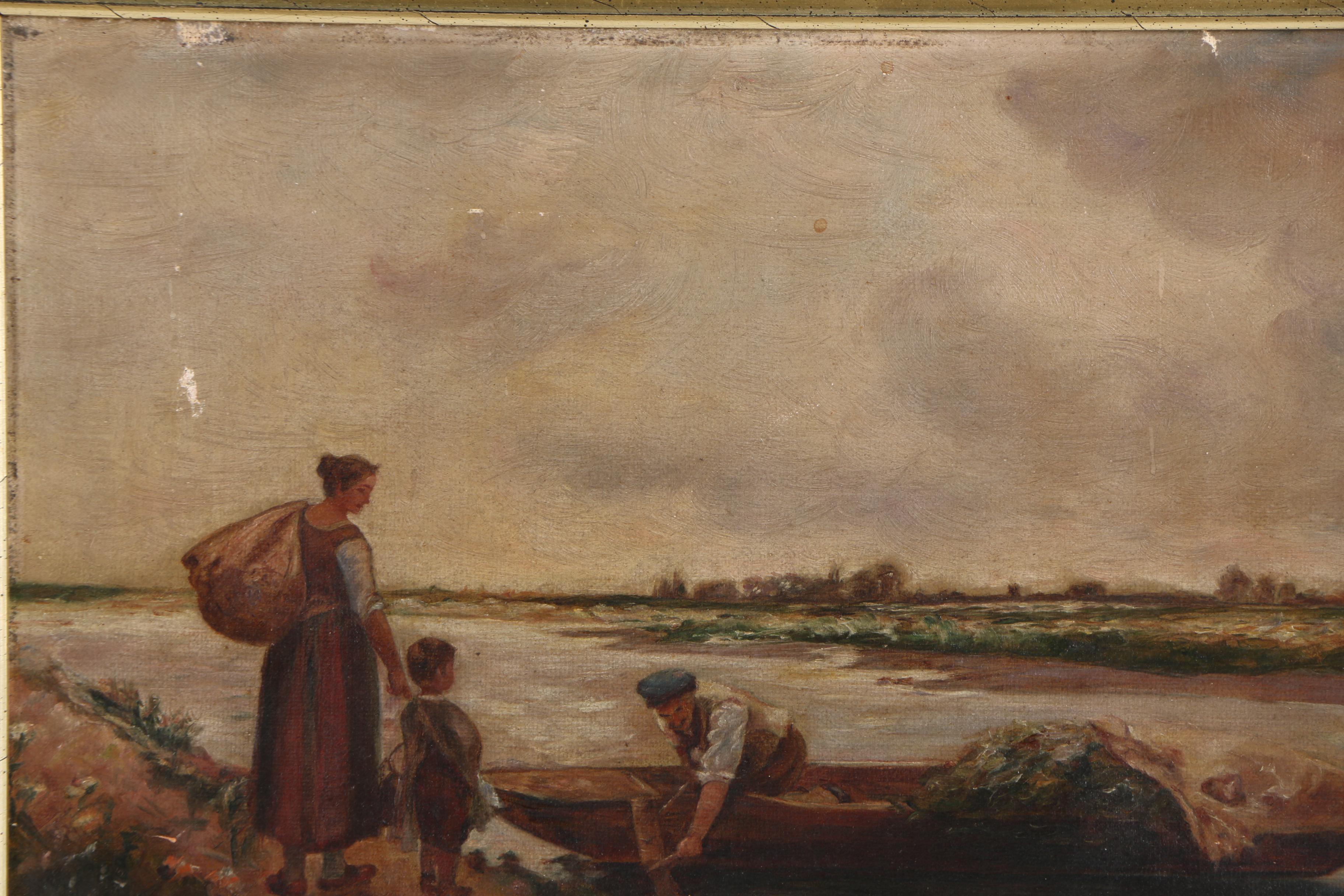 Ella G. Reynolds Oil Painting on Canvas "The Ferryman"