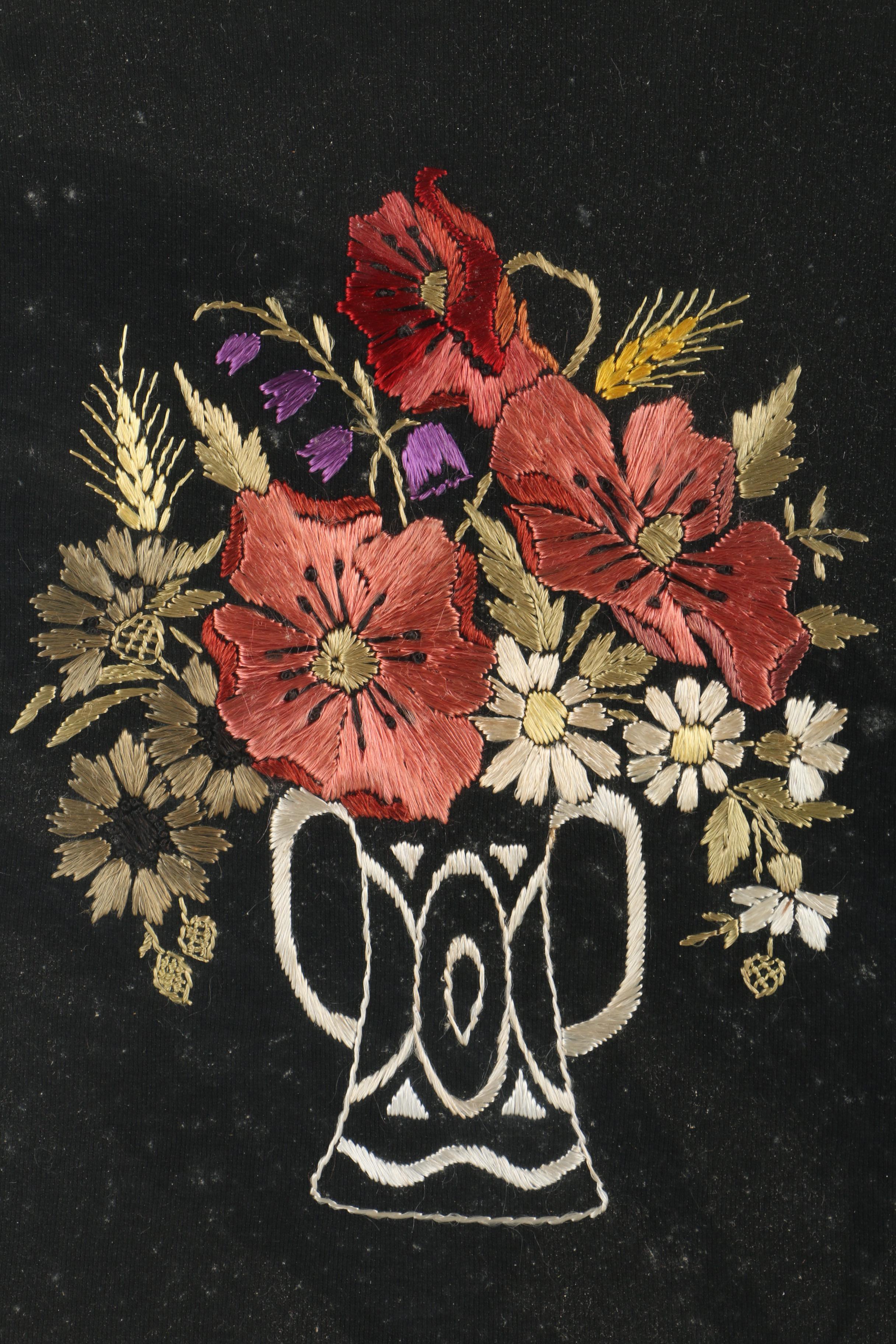 Floral Embroidery in Gesso Frame