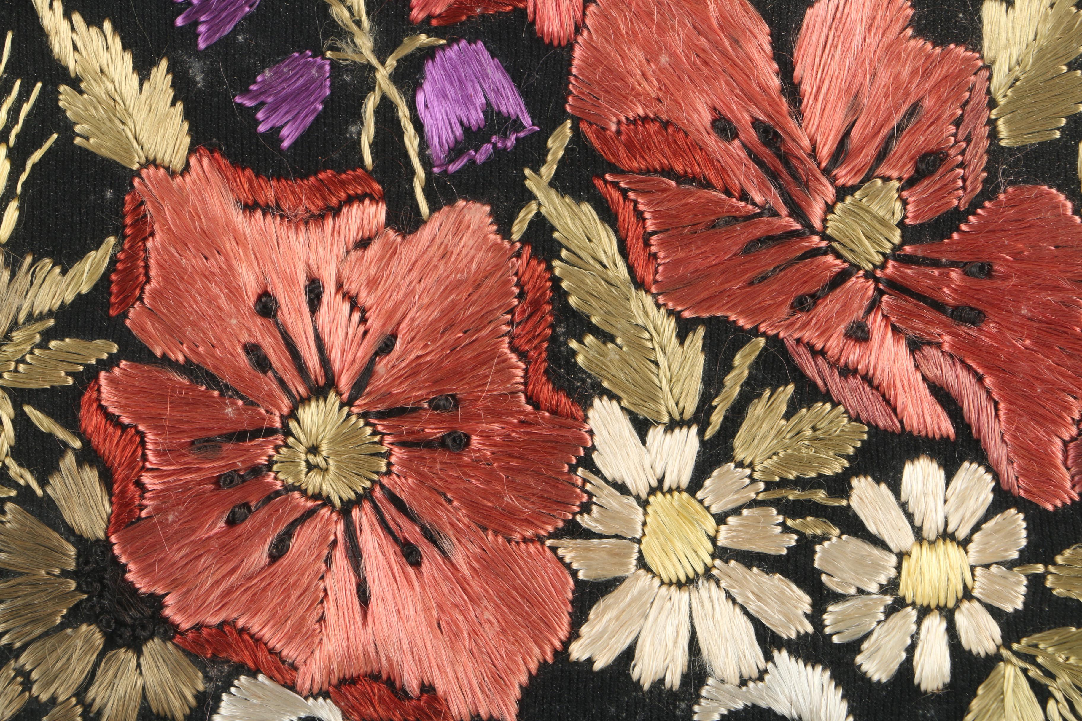 Floral Embroidery in Gesso Frame