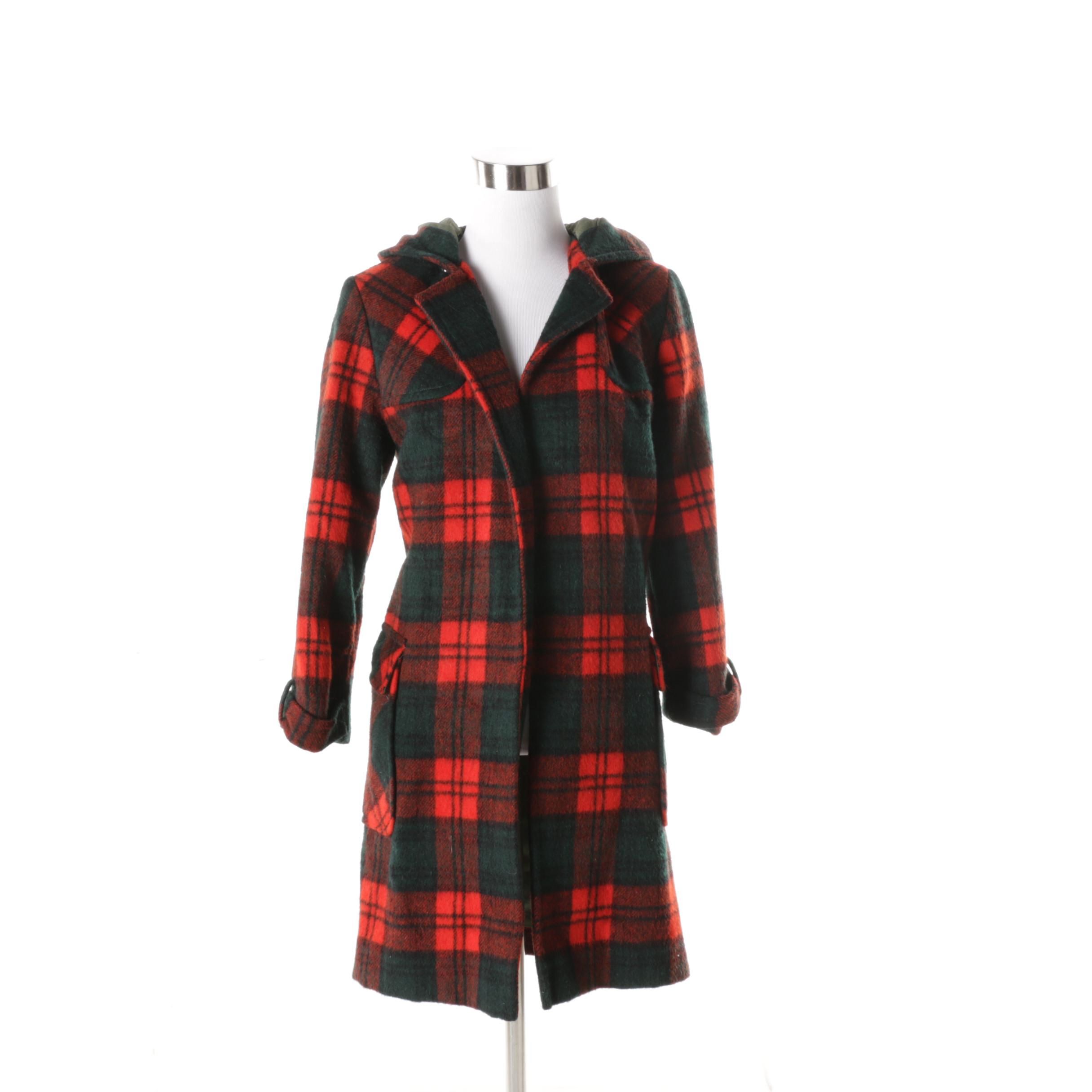 Women's Bobbie Brooks by Renown Red and Green Plaid Coat