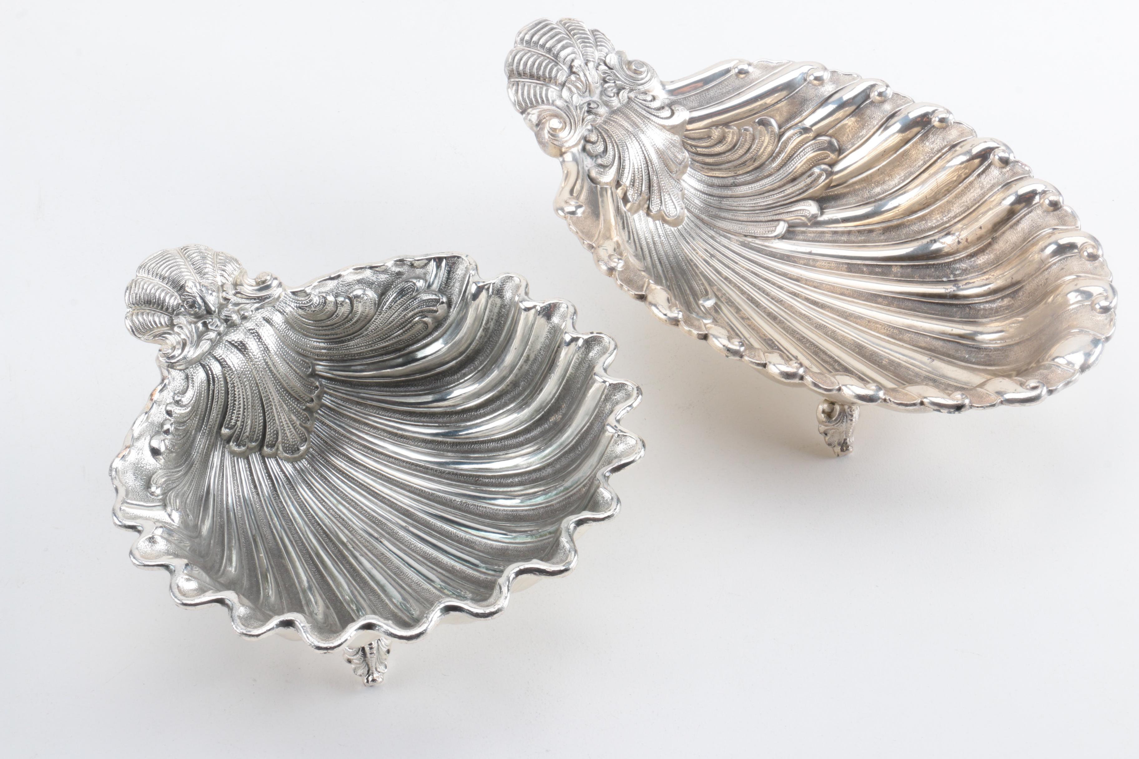 F.B. Rogers Silver Plate Shell Dish and Assorted Silver Plate Home Décor