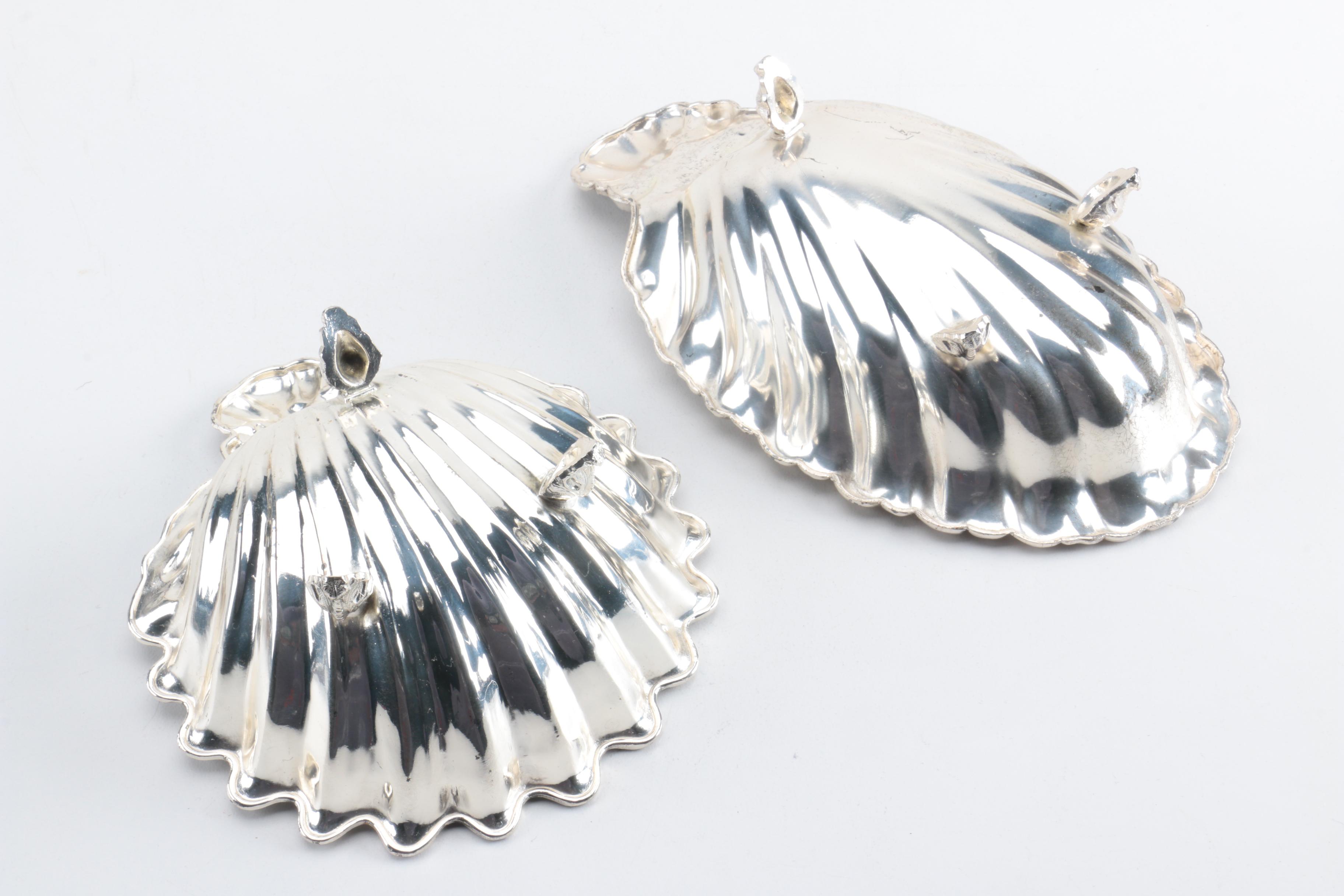 F.B. Rogers Silver Plate Shell Dish and Assorted Silver Plate Home Décor