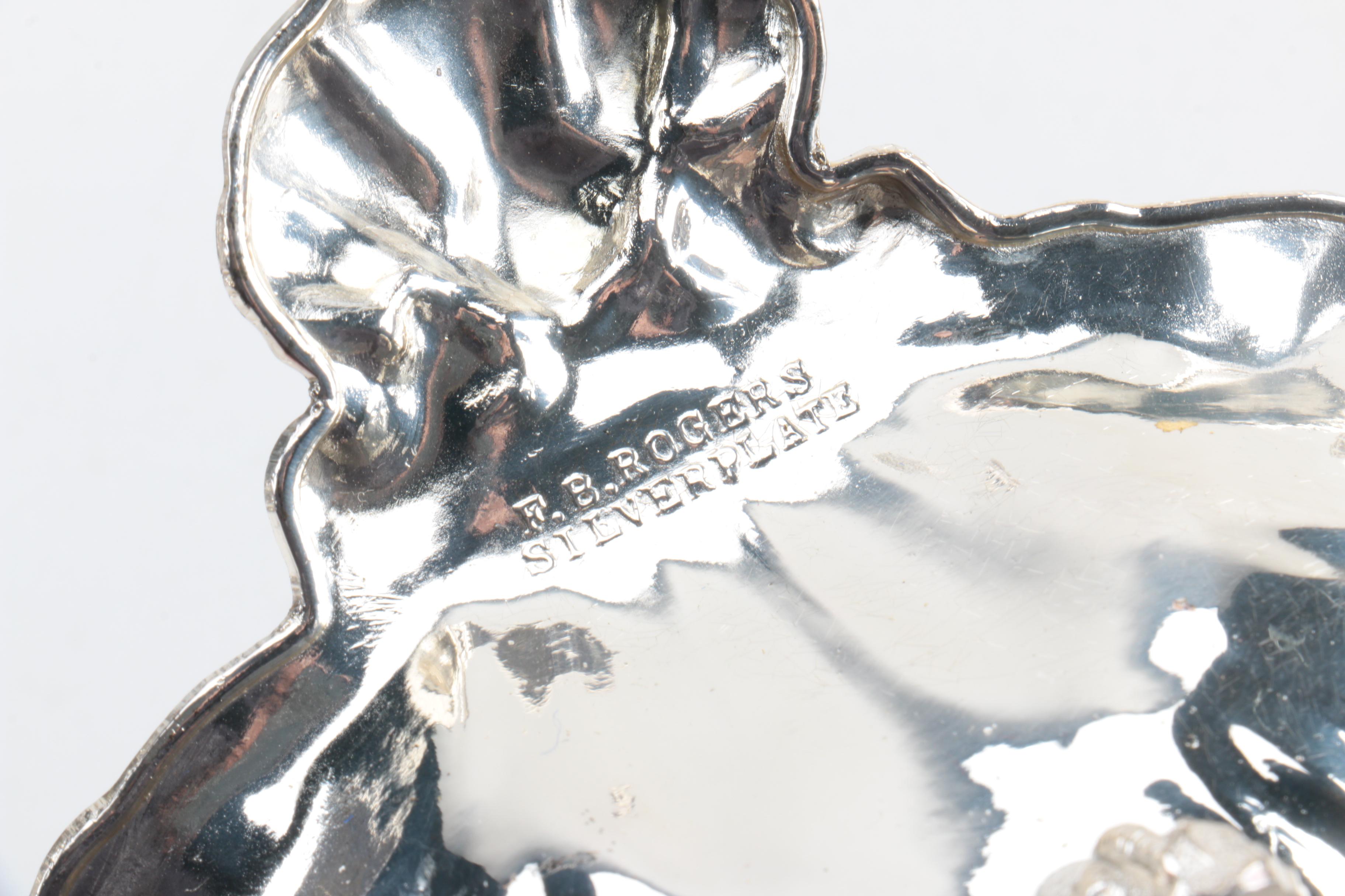 F.B. Rogers Silver Plate Shell Dish and Assorted Silver Plate Home Décor