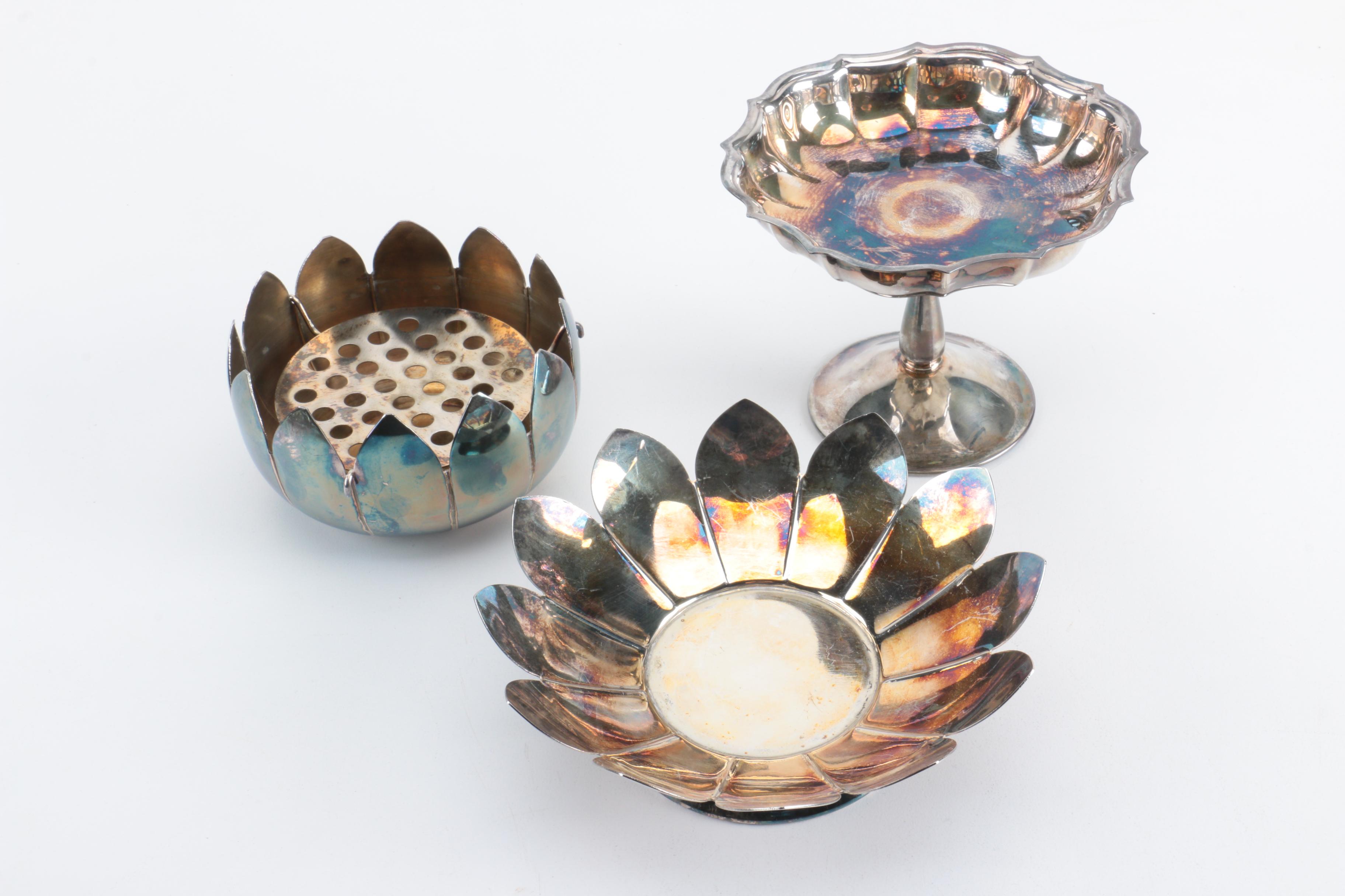 F.B. Rogers Silver Plate Shell Dish and Assorted Silver Plate Home Décor