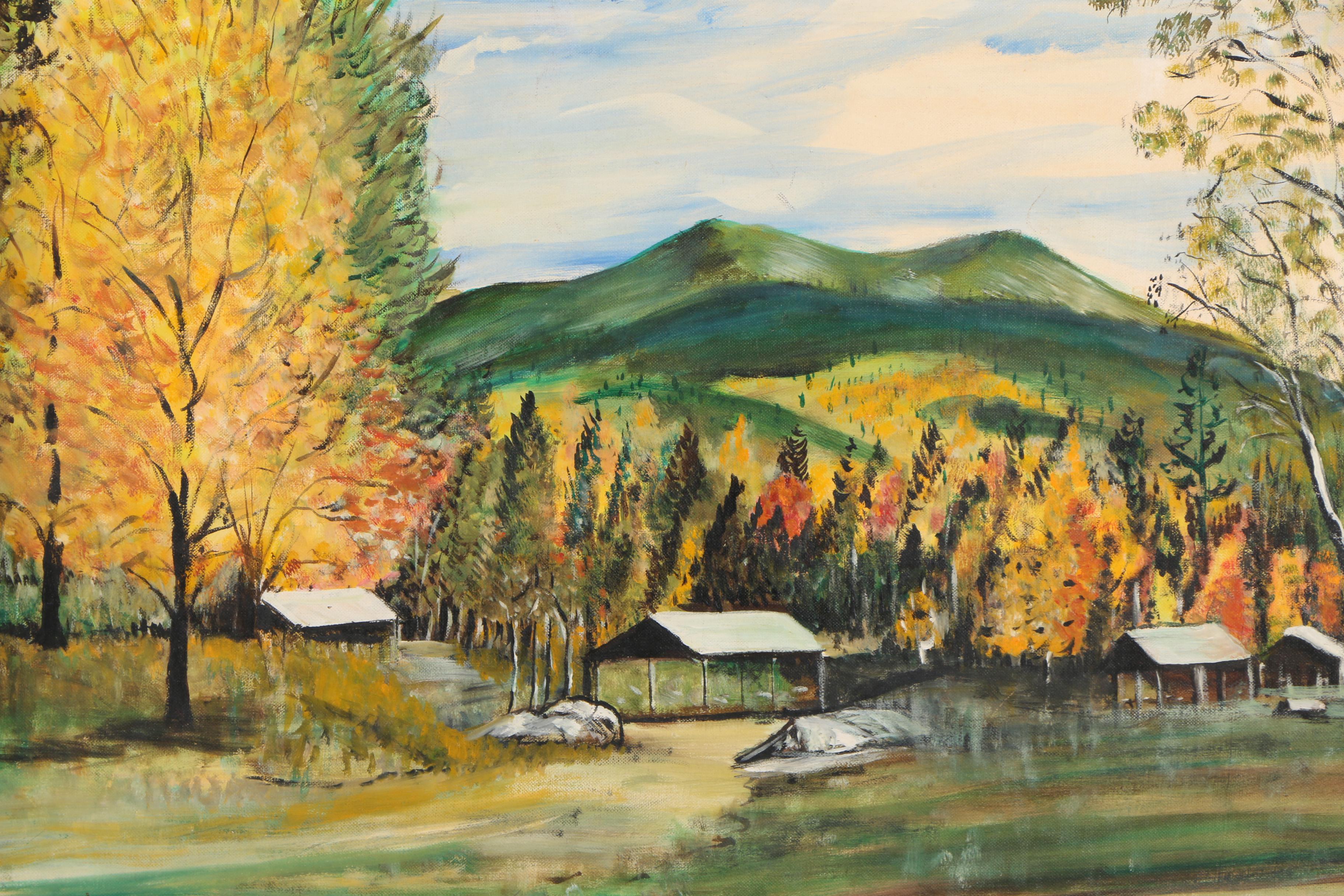 William E. Warren Acrylic Painting on Canvas Board "Campsite Baxter S. P. Maine"