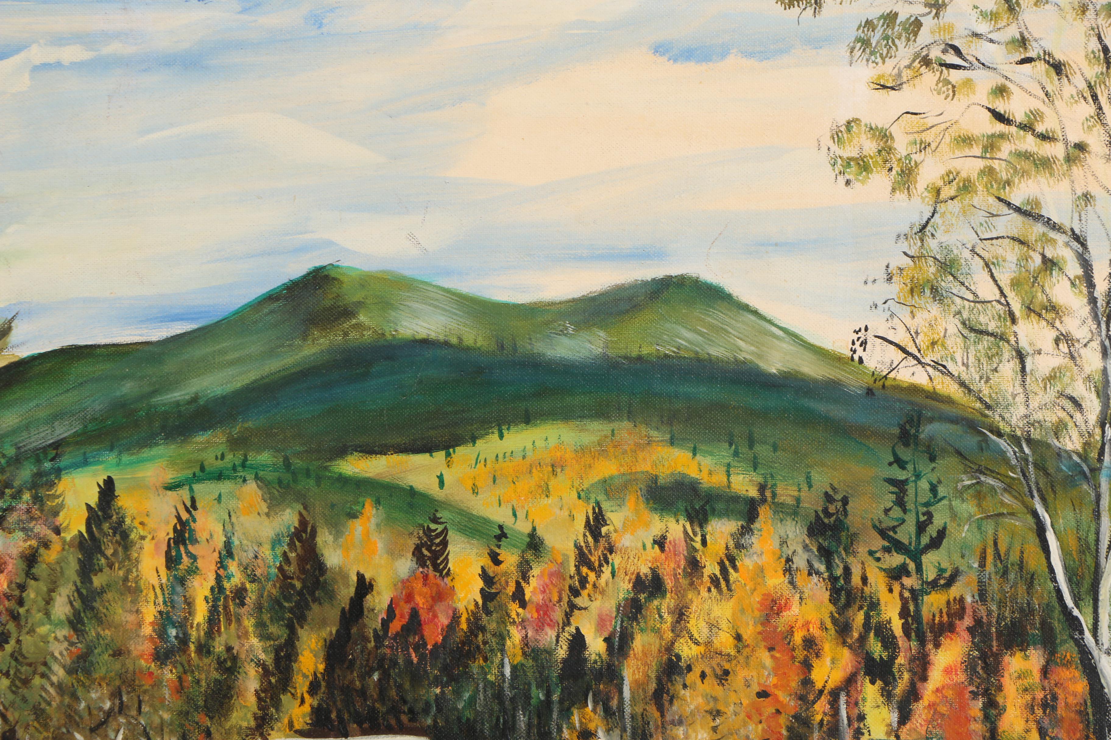 William E. Warren Acrylic Painting on Canvas Board "Campsite Baxter S. P. Maine"