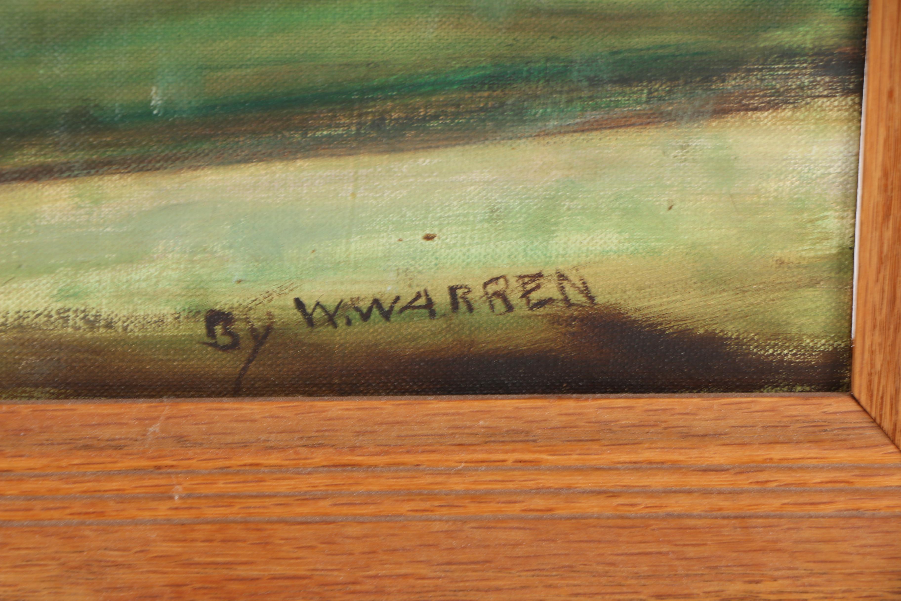 William E. Warren Acrylic Painting on Canvas Board "Campsite Baxter S. P. Maine"