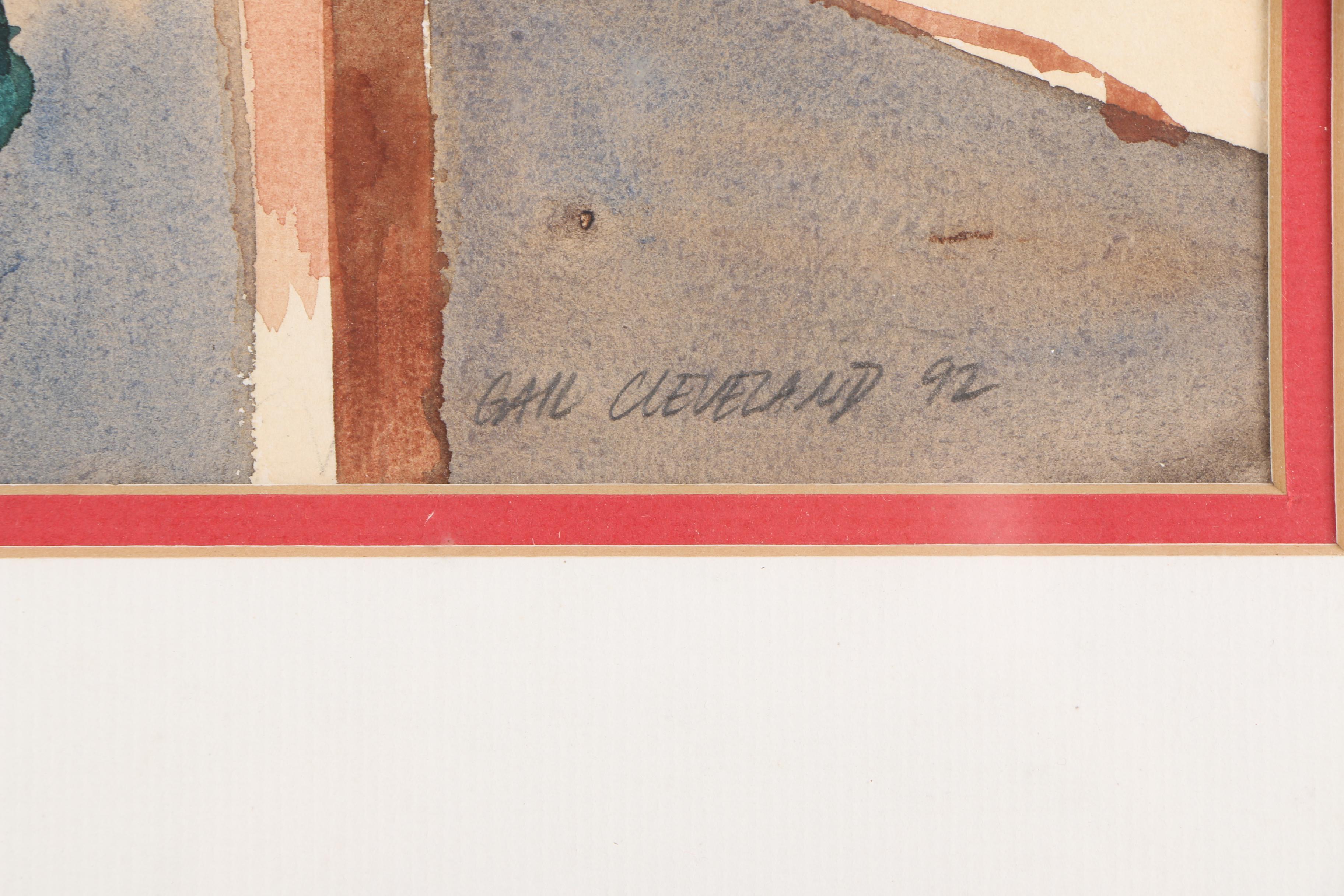 Gail Cleveland Watercolor Painting on Paper of Fisherman Desk