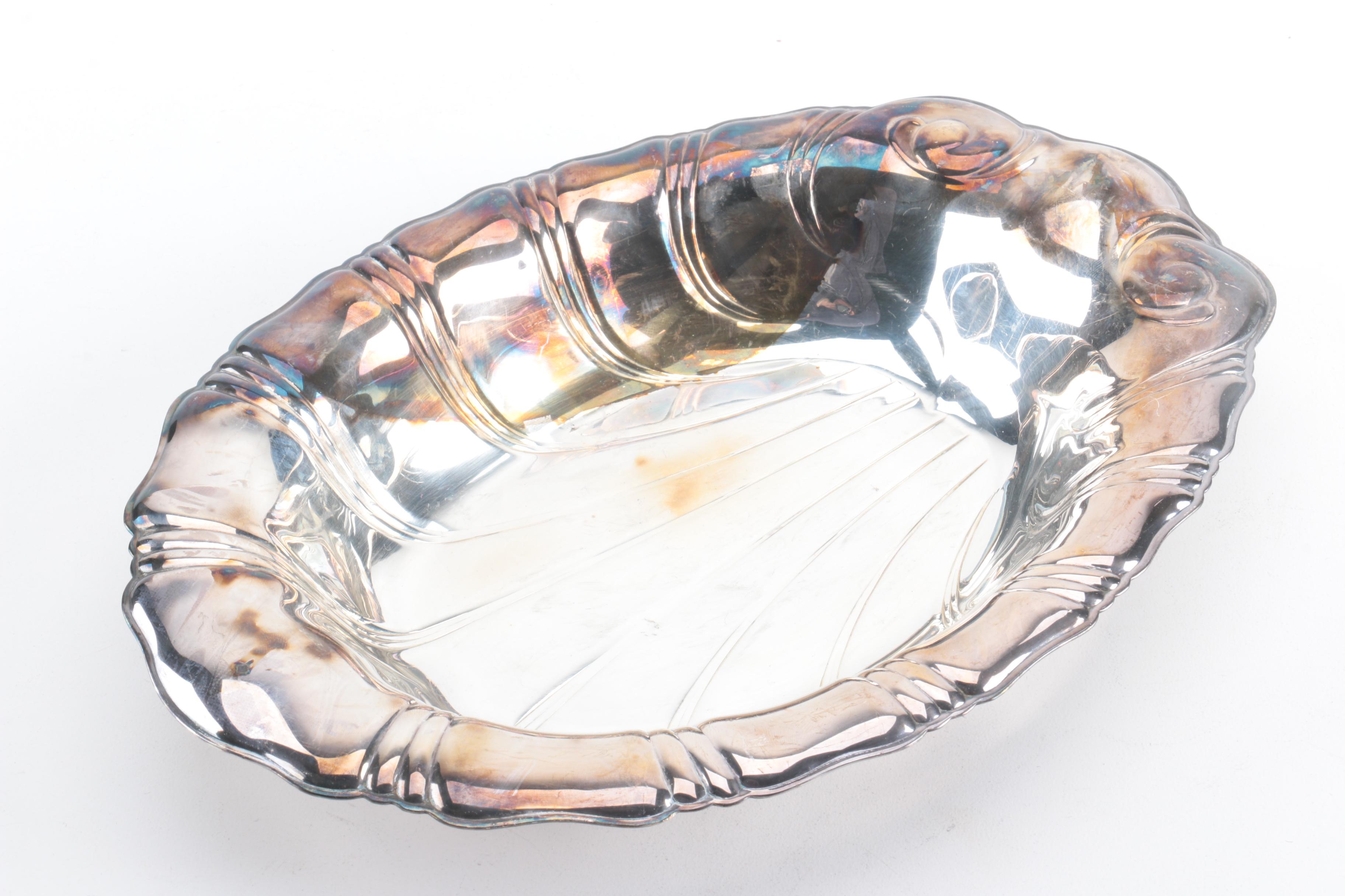 1847 Rogers Bros. "Neptune" Vegetable Bowl and Other Silver Plate Dishes