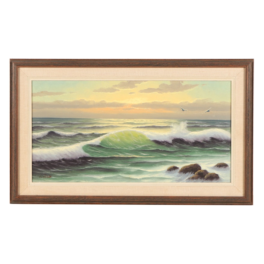 A.V. Nierop Oil Painting on Canvas Board Seascape