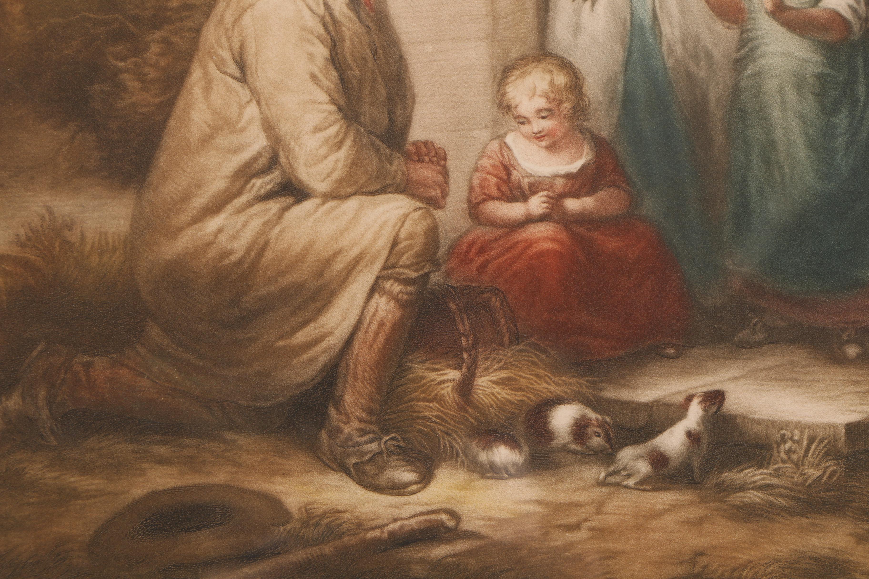 Color Lithograph on Paper After George Morland's "Selling Guinea Pigs"