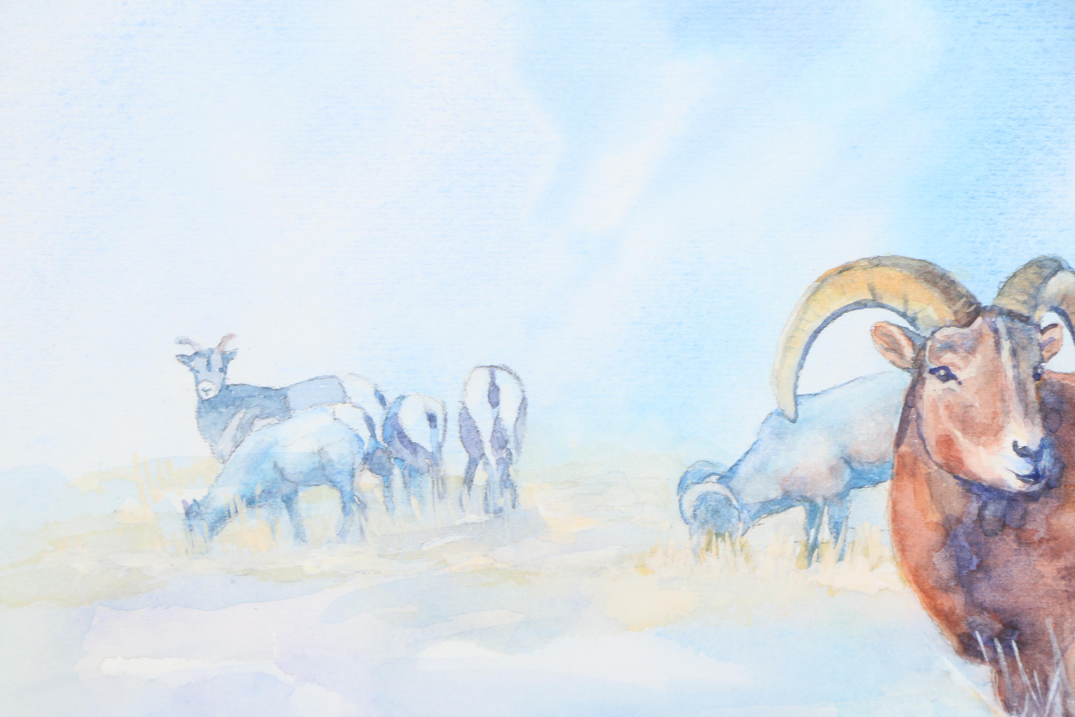 Barbara Jean Rathbun Watercolor Painting on Paper "Rocky Mnt. Big Horn"