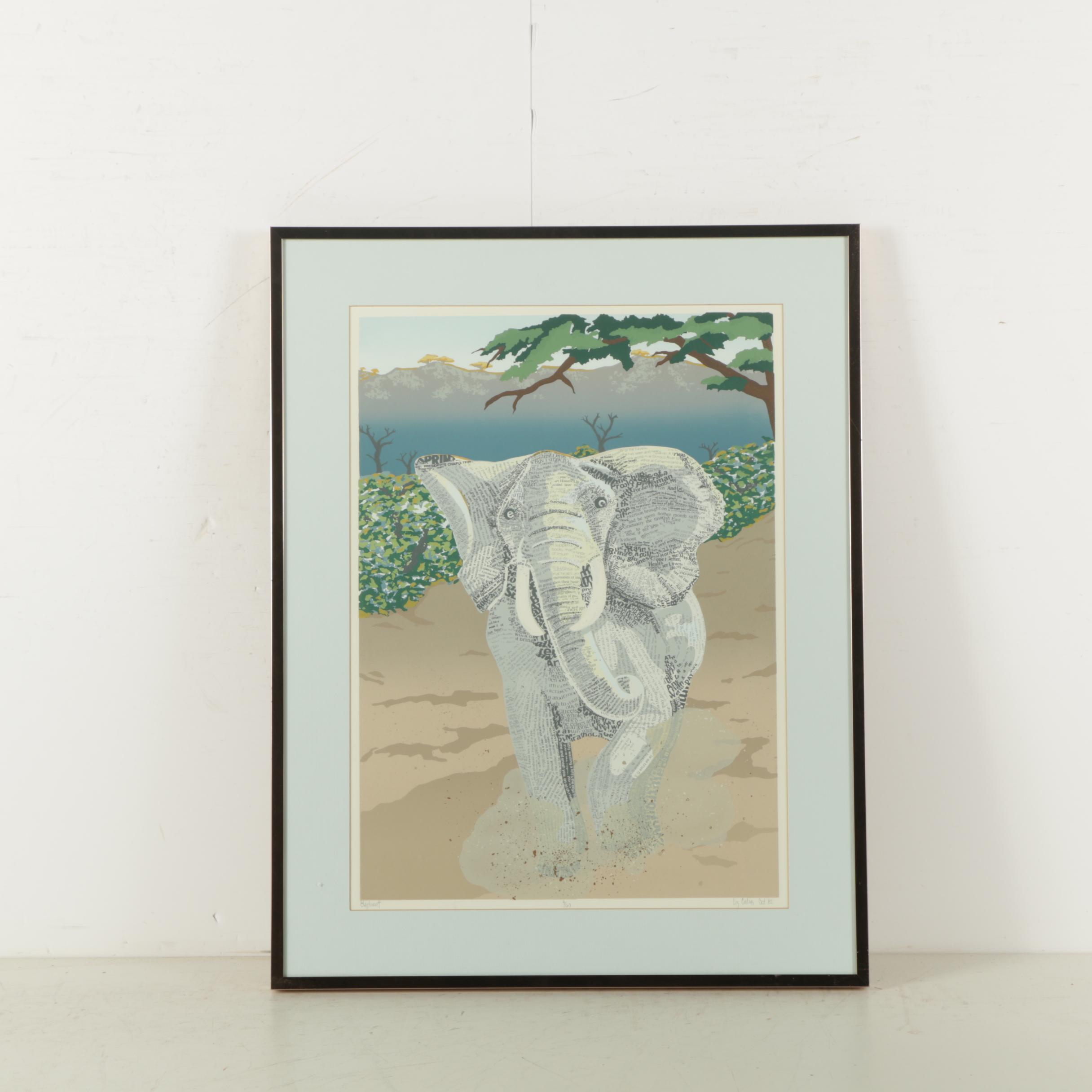 Liz Collins Limited Edition Serigraph on Paper "Elephant"