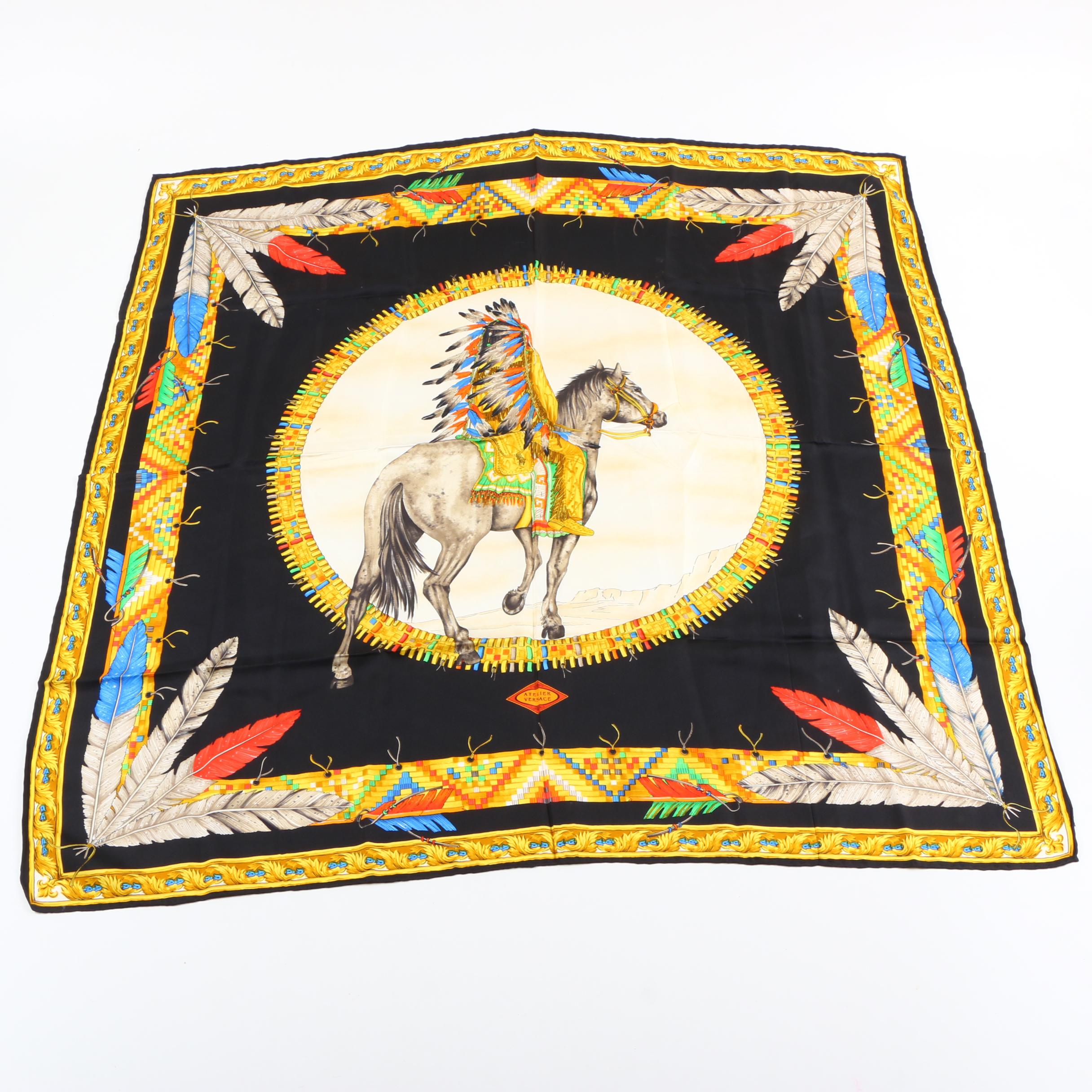 Atelier Versace Native American Print Silk Scarf
