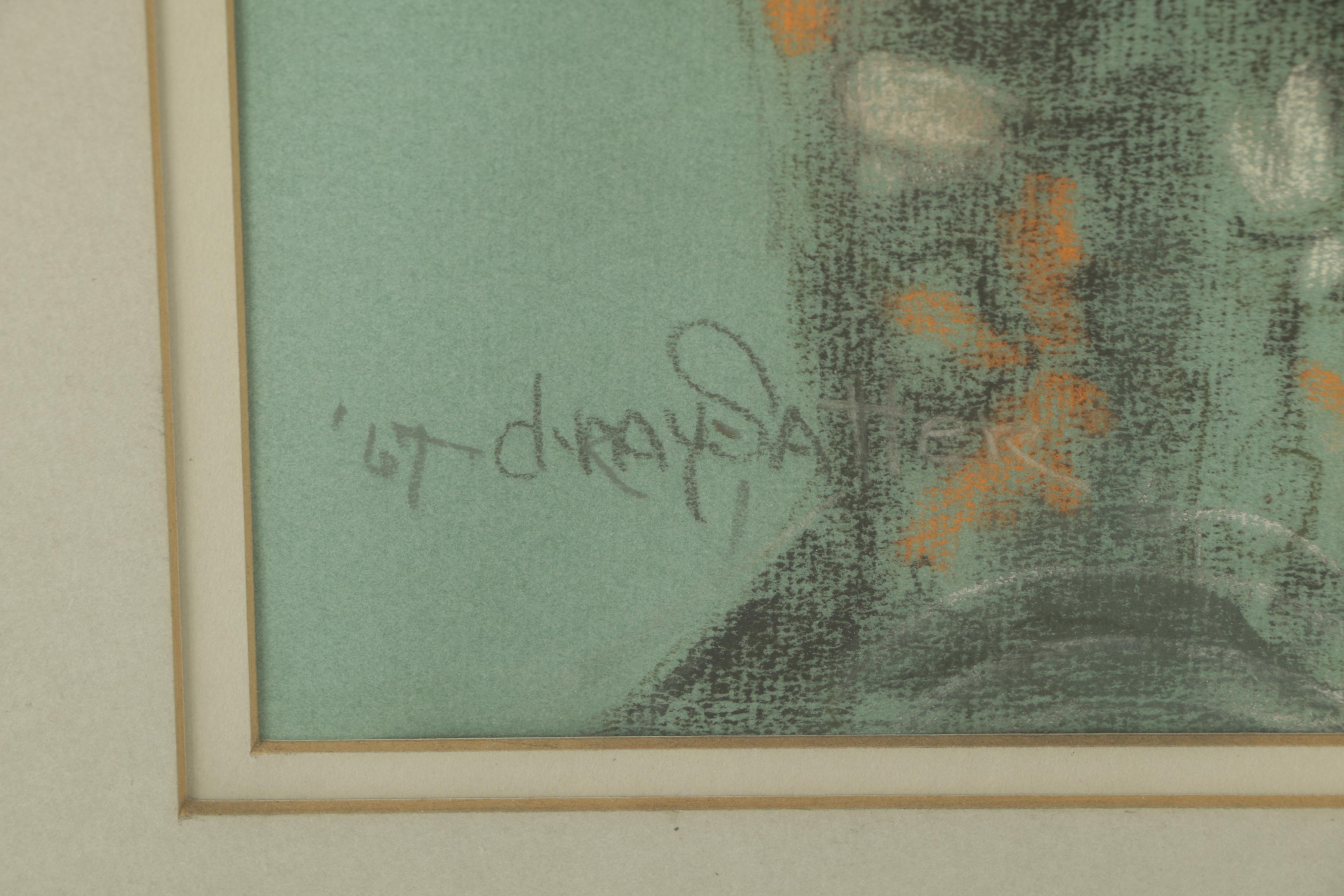 D'Ray-Satter Pastel Drawing on Toned Paper of East Asian Style Woman