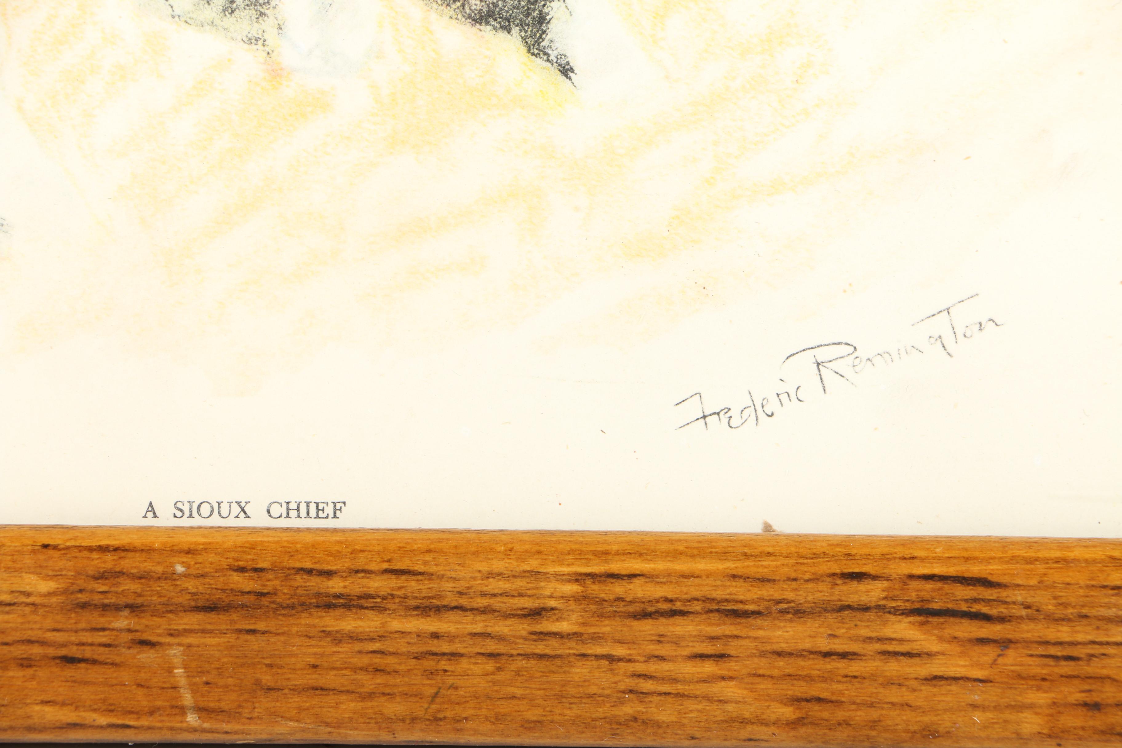 Color Lithograph on Paper After Frederic Remington "A Sioux Chief"