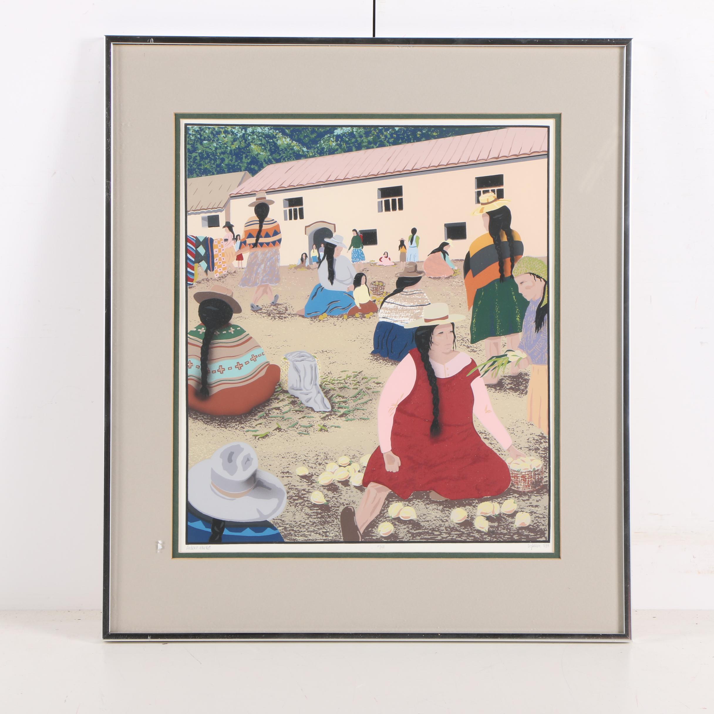 Liz Collins Limited Edition Serigraph on Paper "Andean Market"