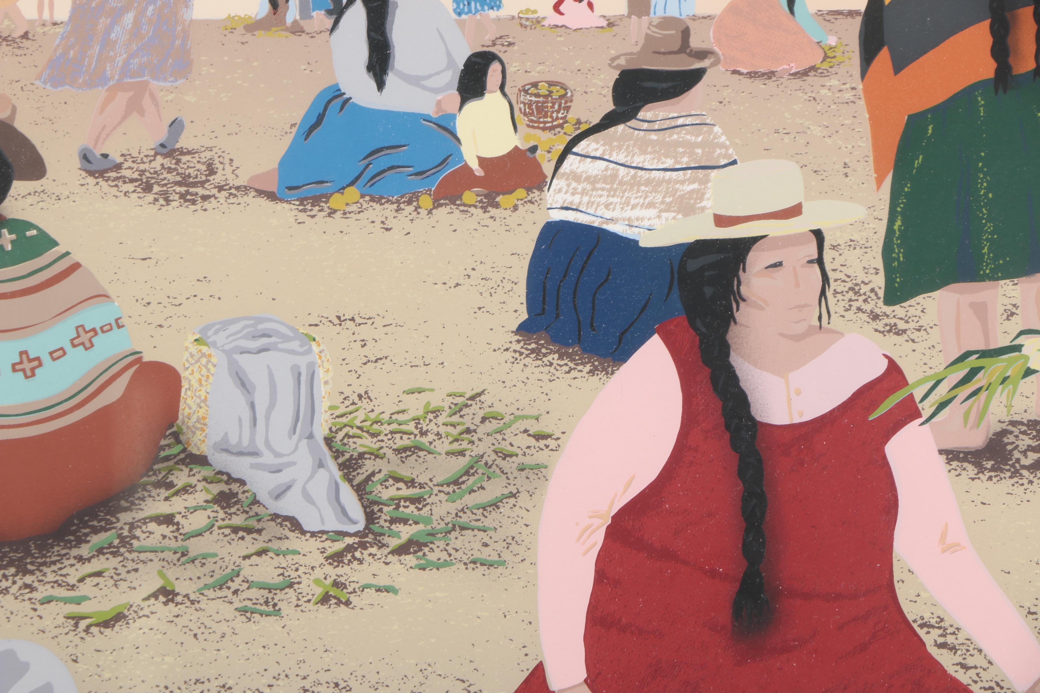 Liz Collins Limited Edition Serigraph on Paper "Andean Market"