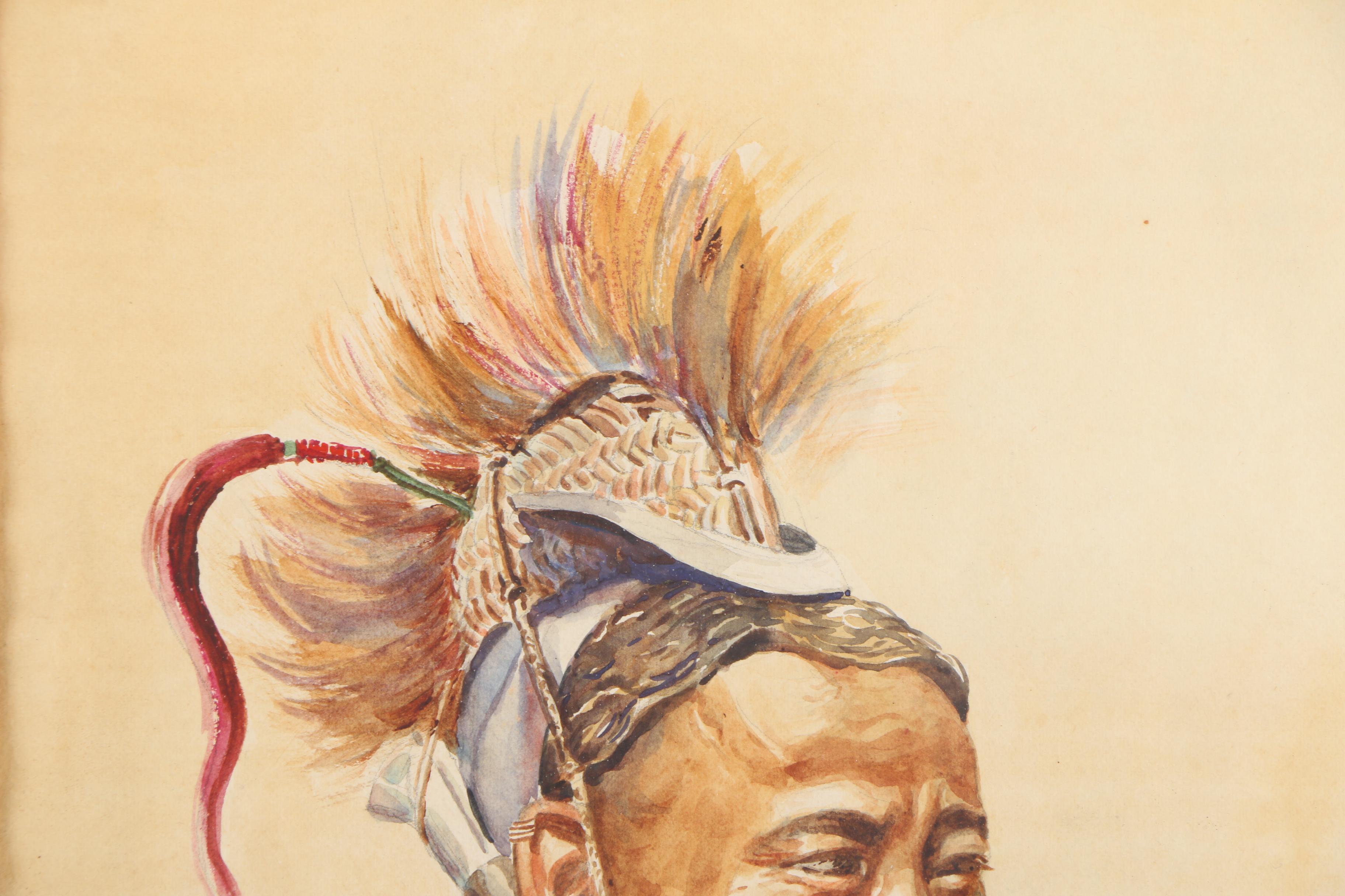 Than Sein Watercolor Painting on Paper of Central American Style Figure