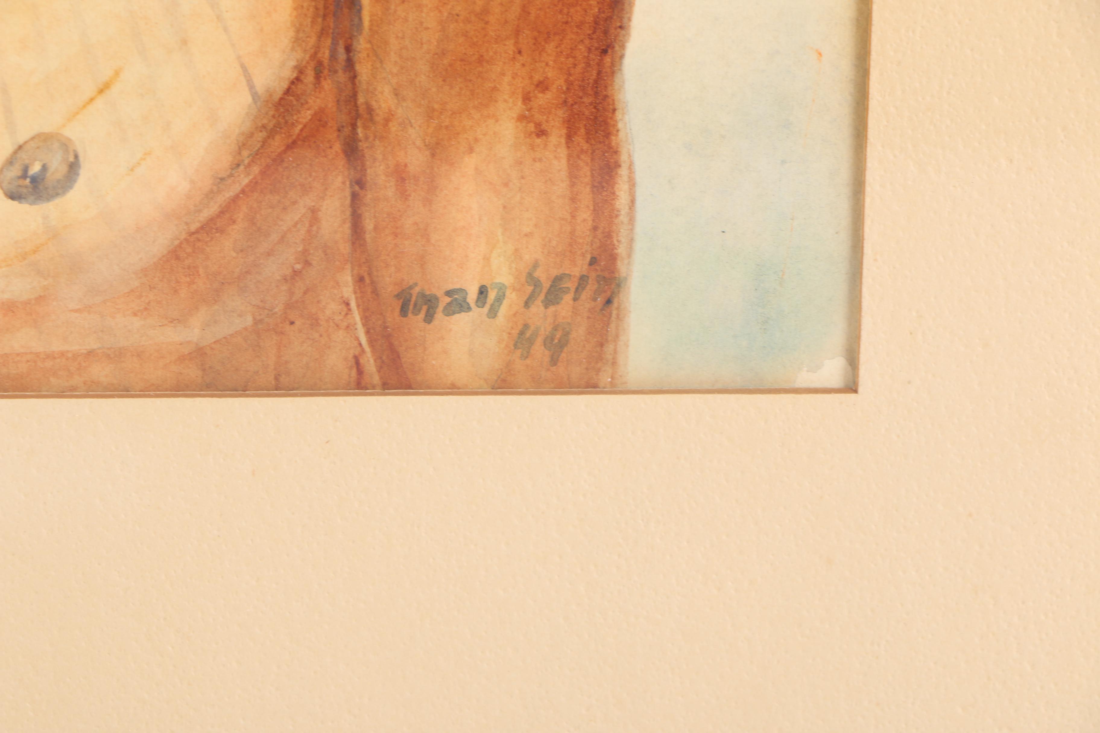 Than Sein Watercolor Painting on Paper of Central American Style Figure