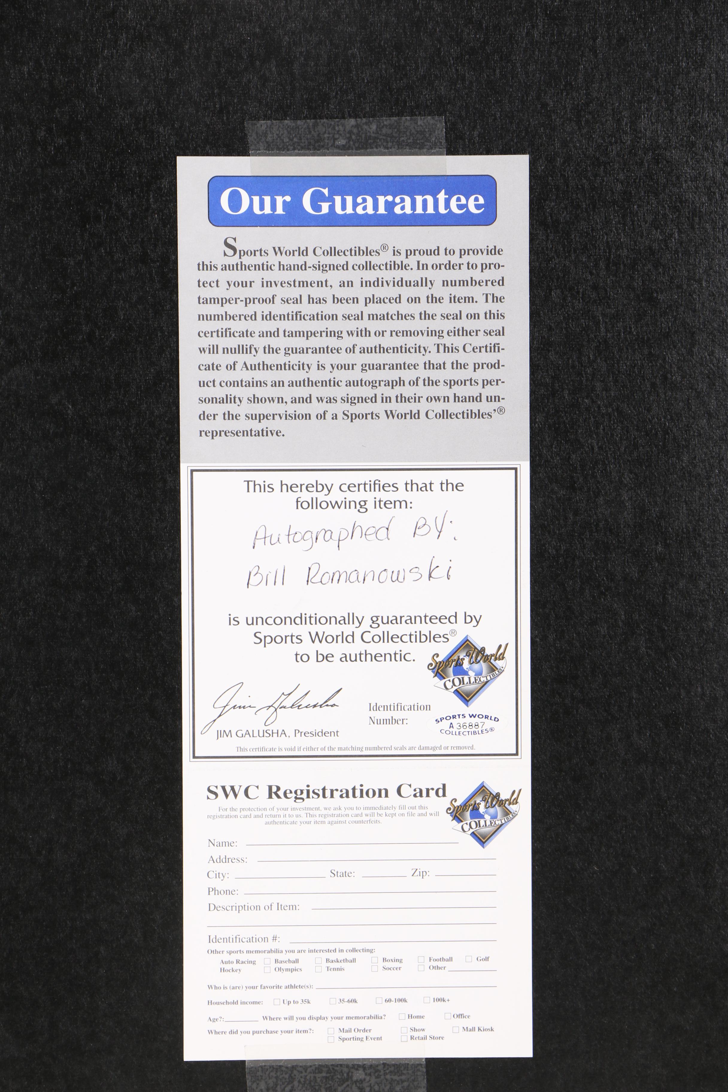 Bill Romanowski Autographed Photograph