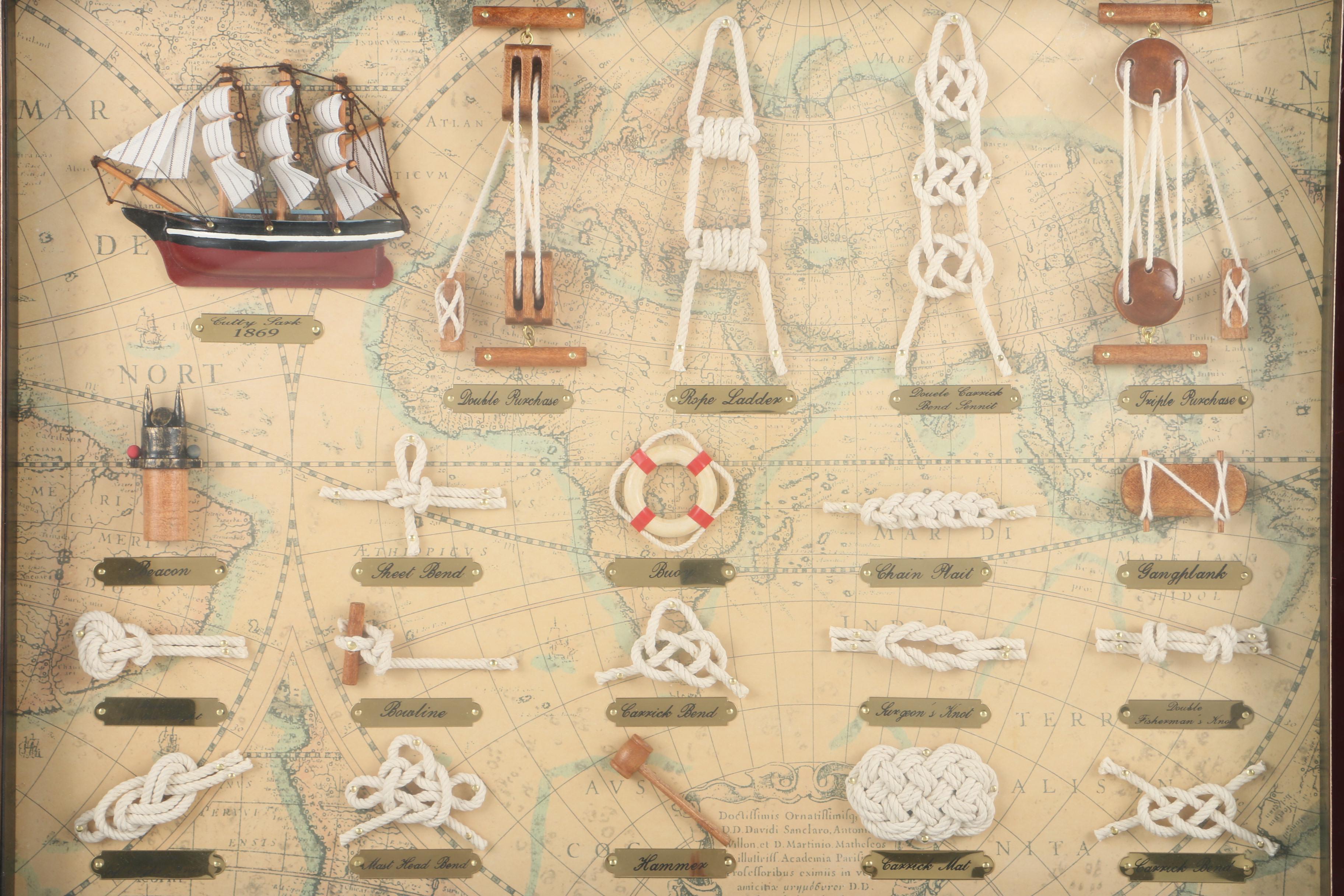 Display of Nautical Knots on Offset Lithograph Background