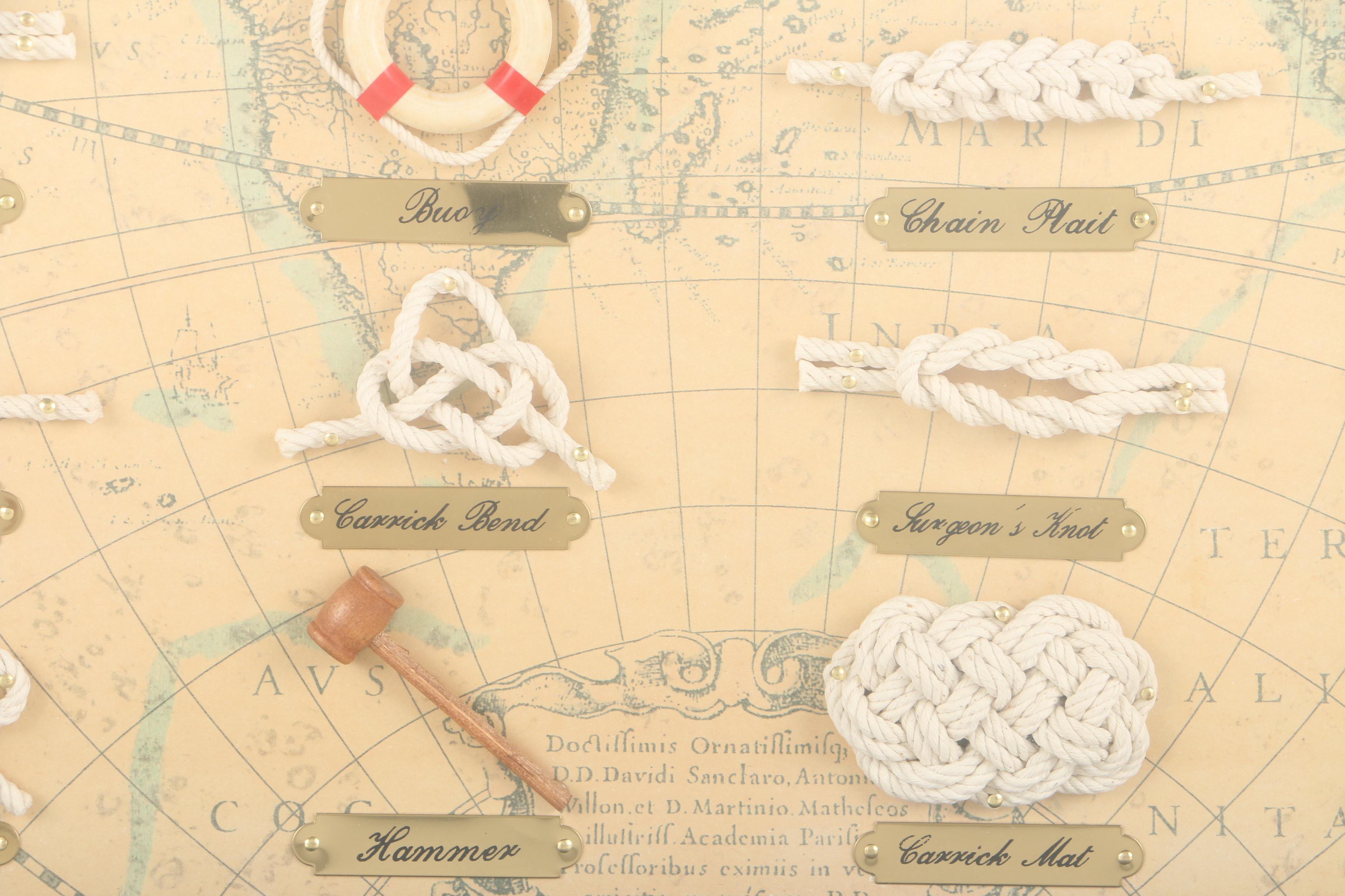 Display of Nautical Knots on Offset Lithograph Background