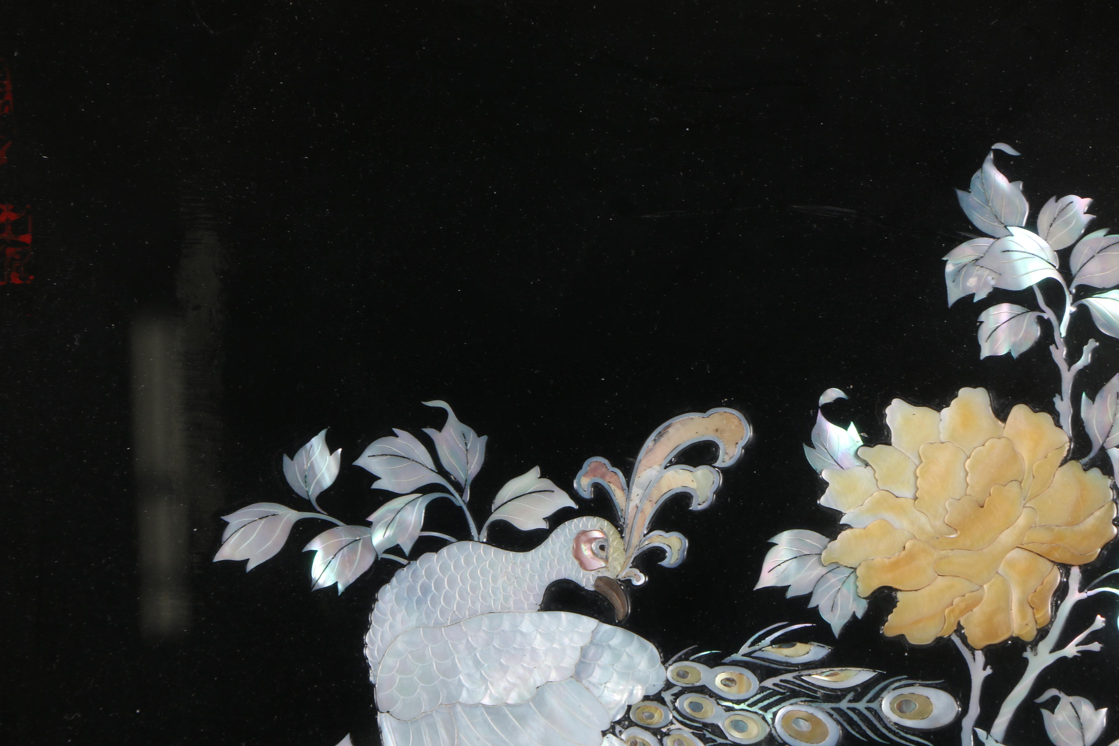 East Asian Style Mixed Media Collage of Peacocks