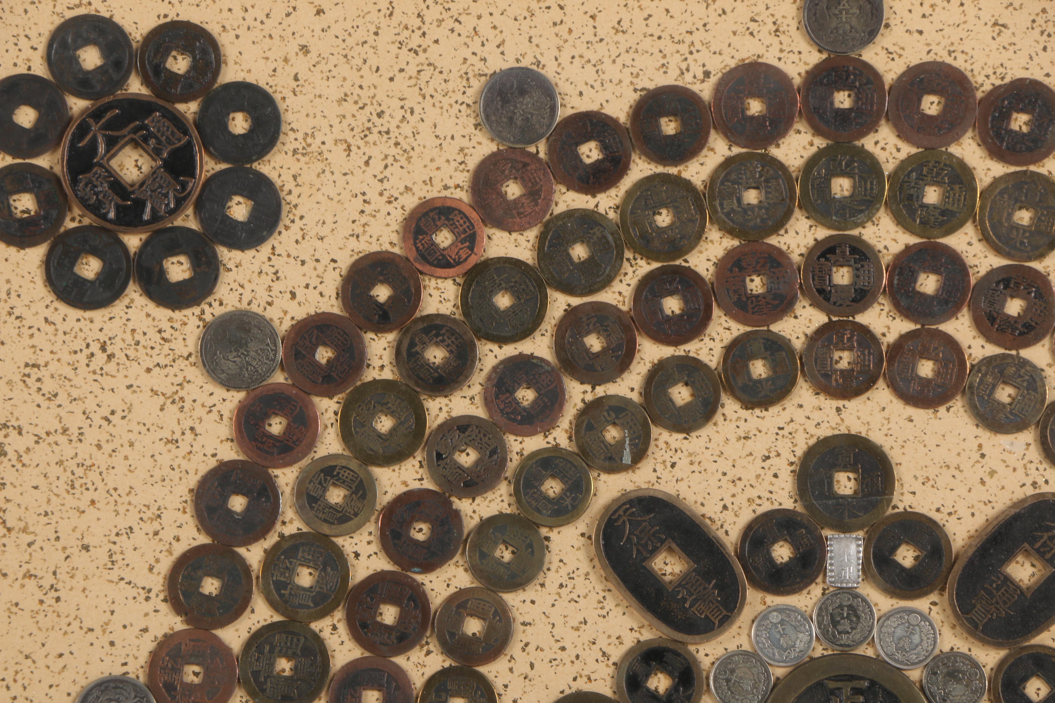 Framed Asian Coin and Charm Collection