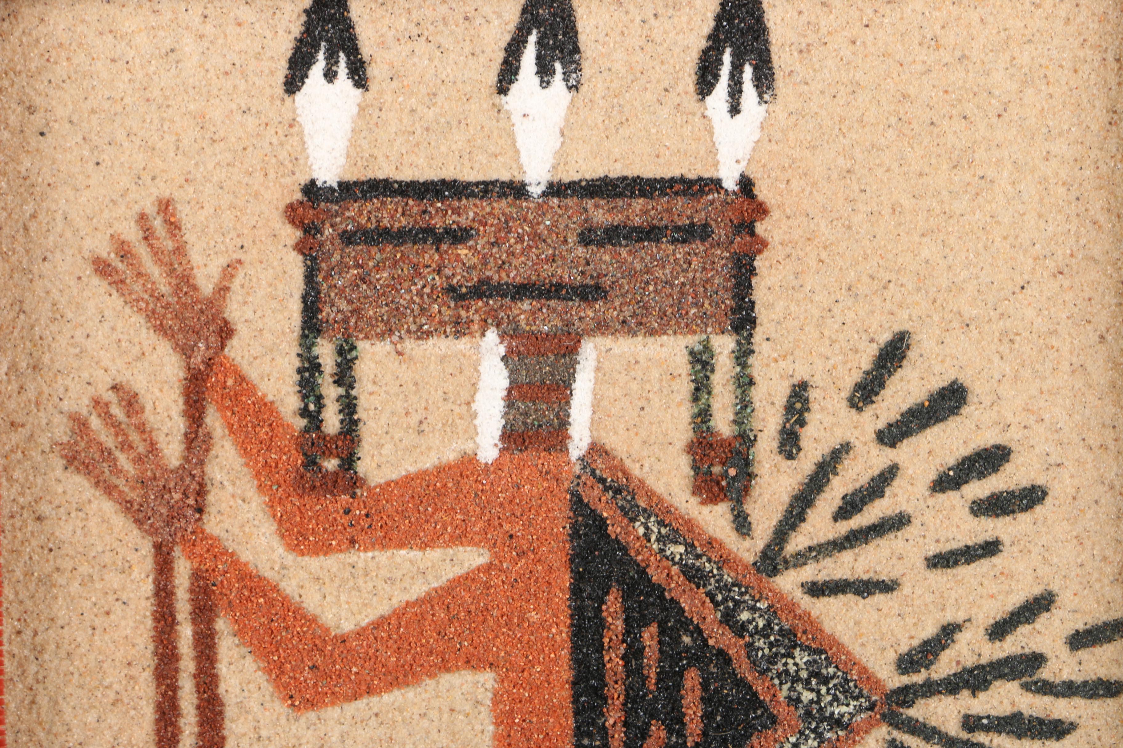 Pair of Dyed Sand Art on Board of Figures